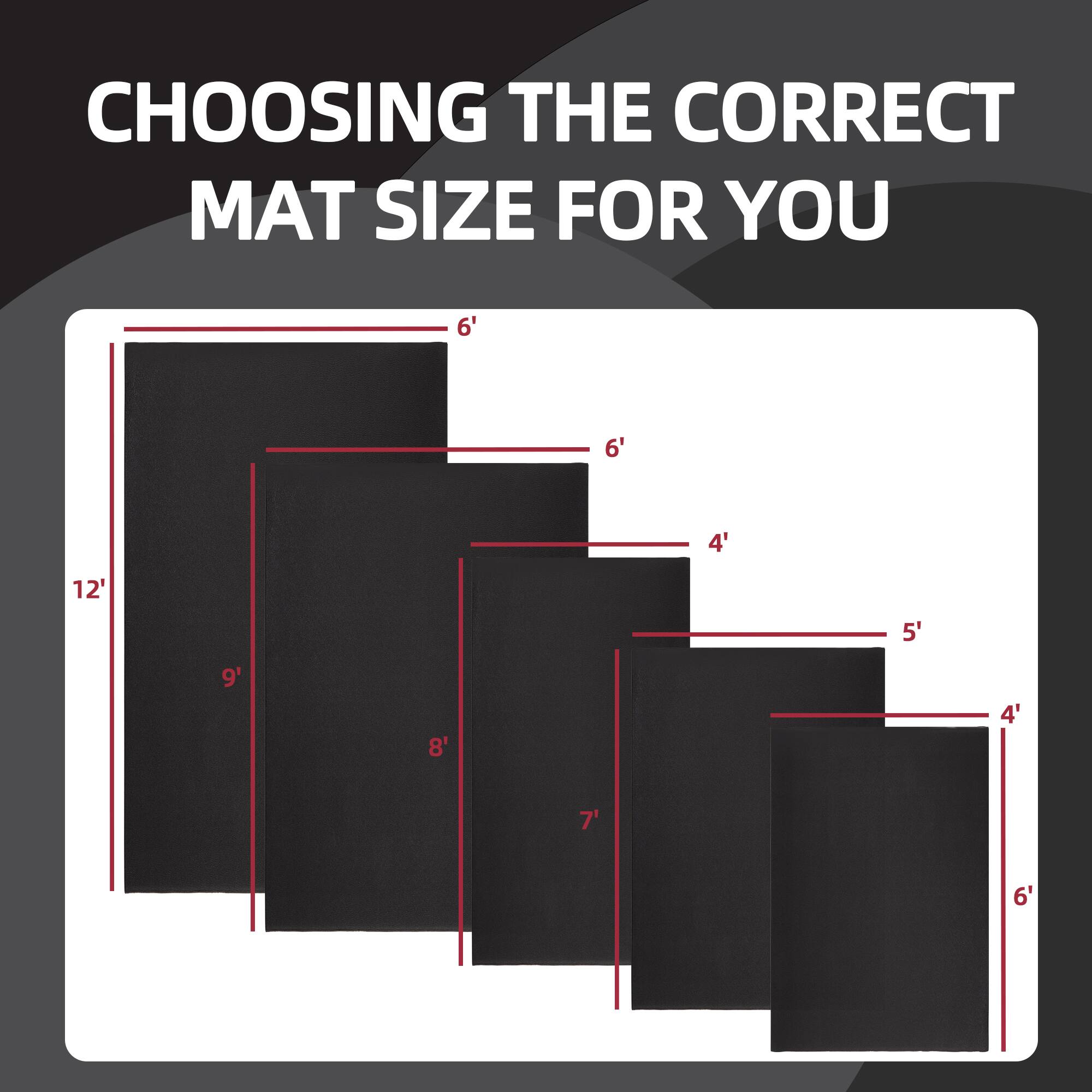 CHOOSING THE CORRECT MAT SIZE FOR YOU

12' x 9'
12' x 8'
12' x 7'
12' x 6'
9' x 6'
8' x 6'
7' x 5'
6' x 4'