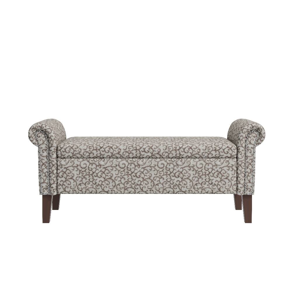 Alt View 1. Ropilly - Ropilly Floral Upholstered Storage Ottoman Bench with Rolled Arms - Floral.