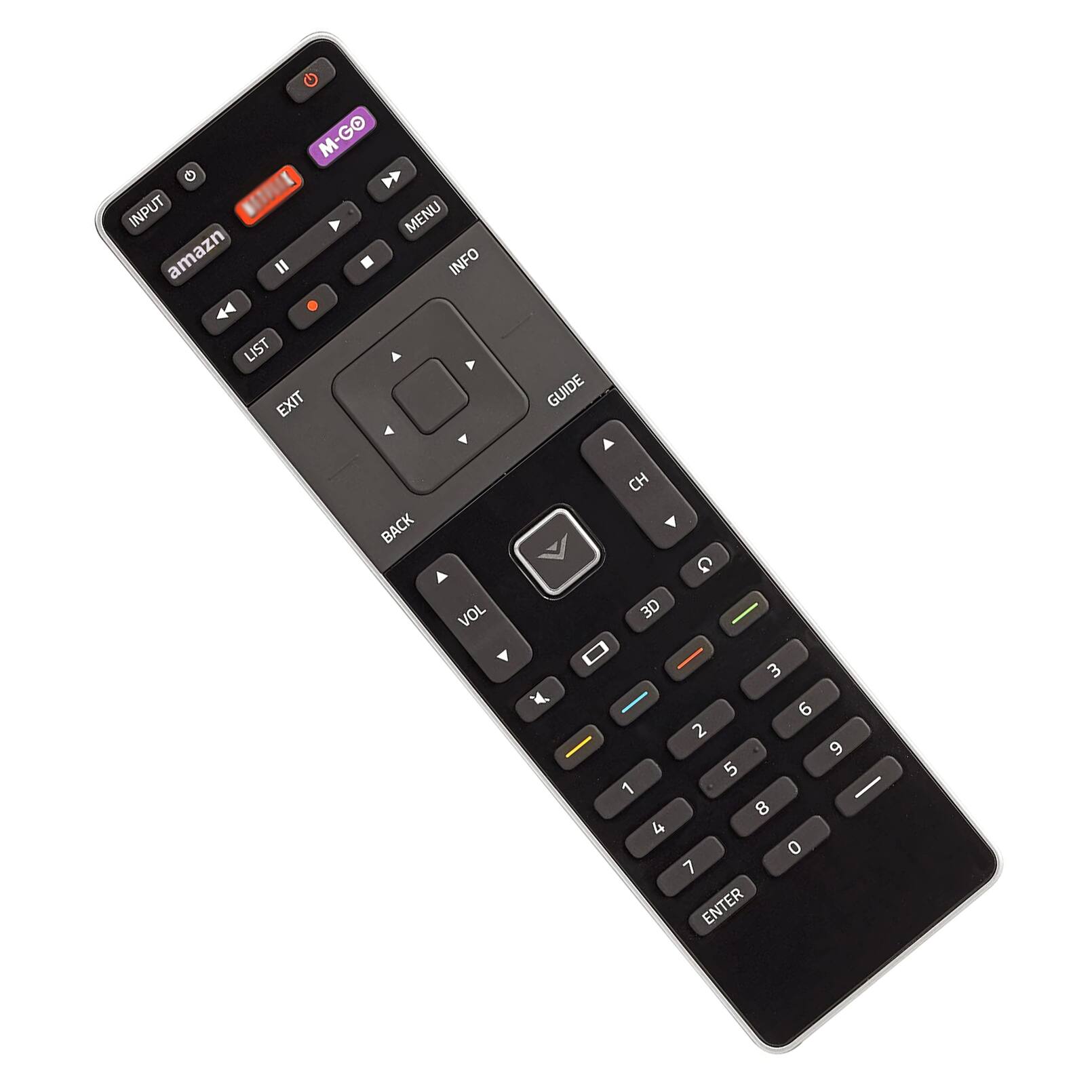 INPUT  
amazn  
M-GO  
MENU  
INFO  
LIST  
EXIT  
GUIDE  
BACK  
VOL  
CH  
3D  
1 2 3  
4 5 6  
7 8 9  
0  
ENTER