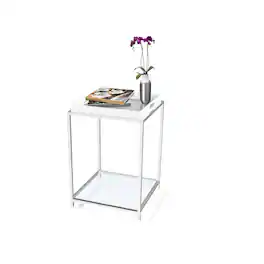 Hivvago - Modern Classic Metal End Table with Removable Tray - White