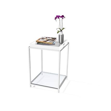 Front. Hivvago - Modern Classic Metal End Table with White Removable Tray - white.