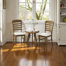 Hivvago - Pair of 2 Comfortable Dining Chairs Featuring Rubberwood Construction - Walnut, White