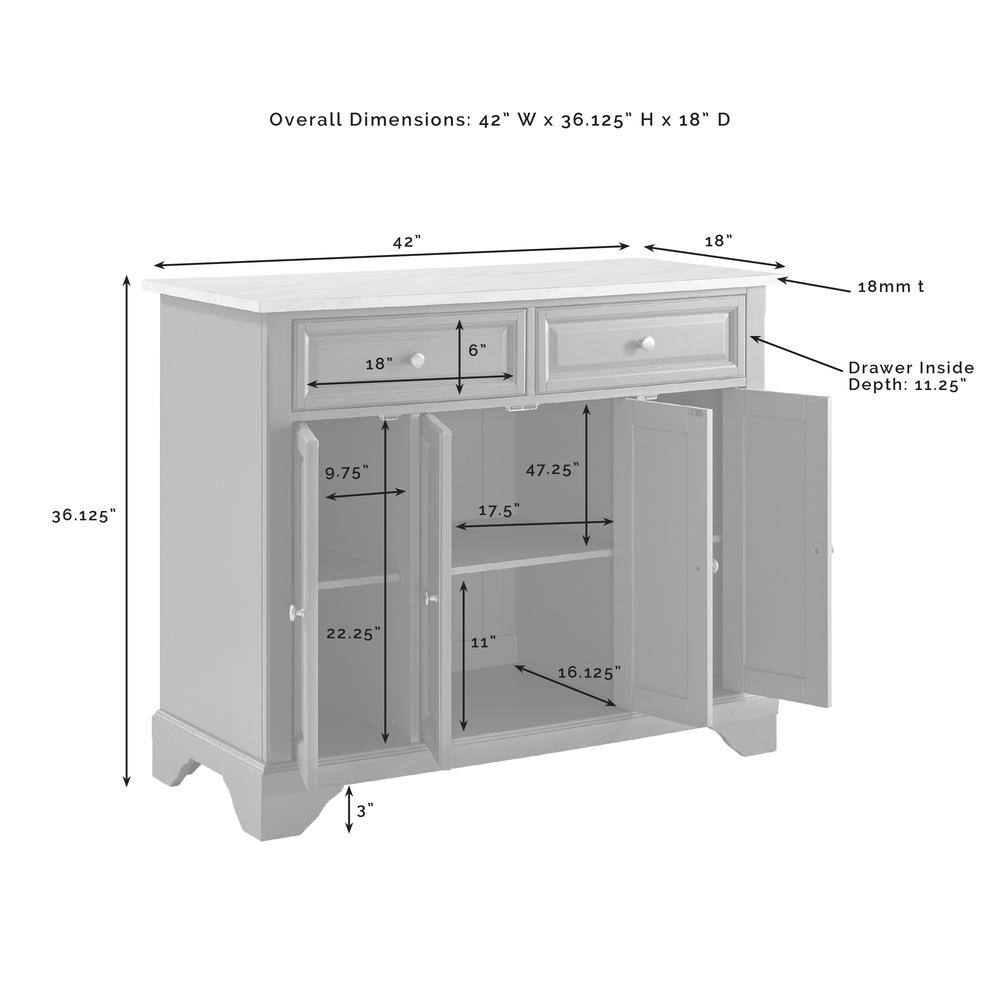 Overall Dimensions: 42" W x 36.125" H x 18" D  
18"  
18mm t  
18"  
6"  
Drawer Inside Depth: 11.25"  
9.75"  
47.25"  
36.125"  
17.5"  
22.25"  
11"  
16.125"  
3"