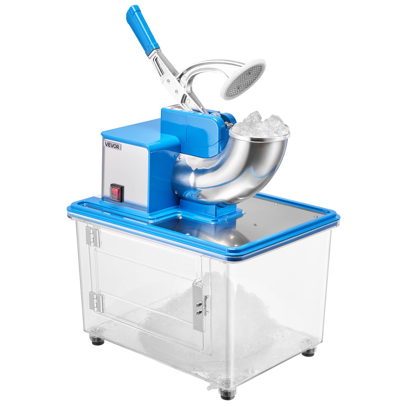 Alt View 5. VEVOR - Commercial Ice Crusher 661LBS/H,350W Electric Snow Cone Machine with 4 Blades,2000RPM Stainless Steel Shaved Ice Machine - Blue.