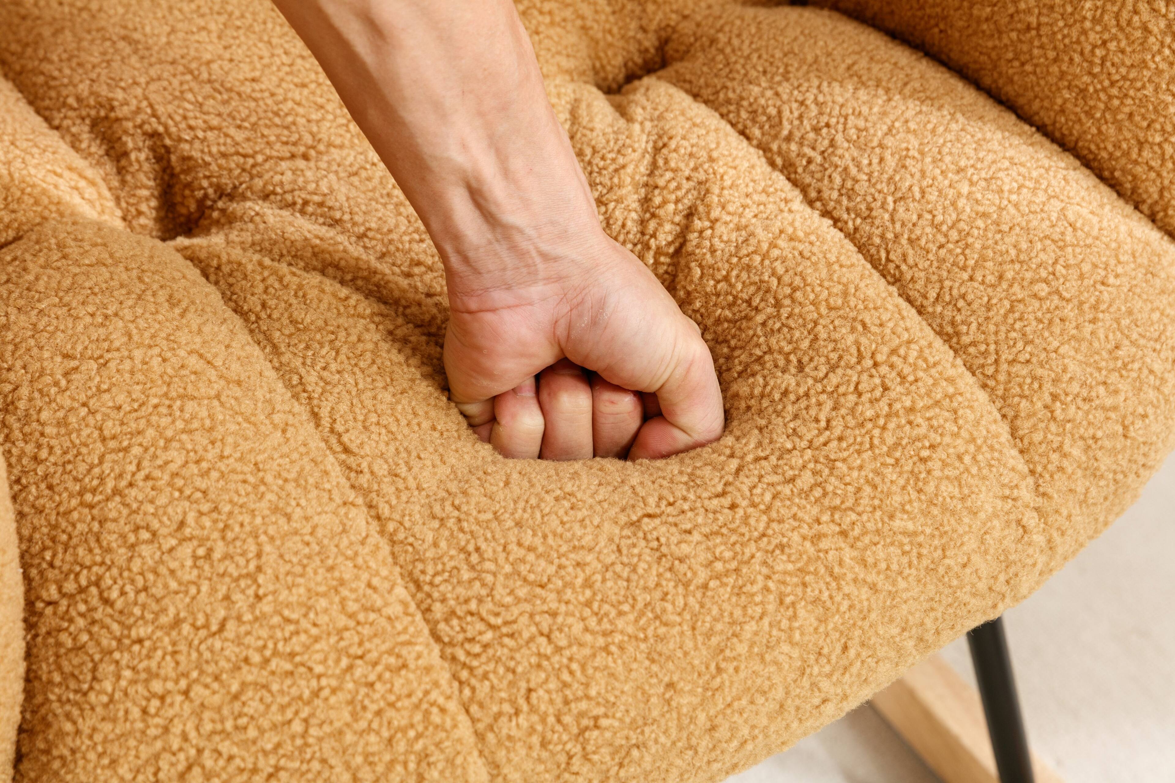 Left. Anysun - Teddy Fabric Rocking Gilder Nursery Chair For Living Room Indoor - Brown.