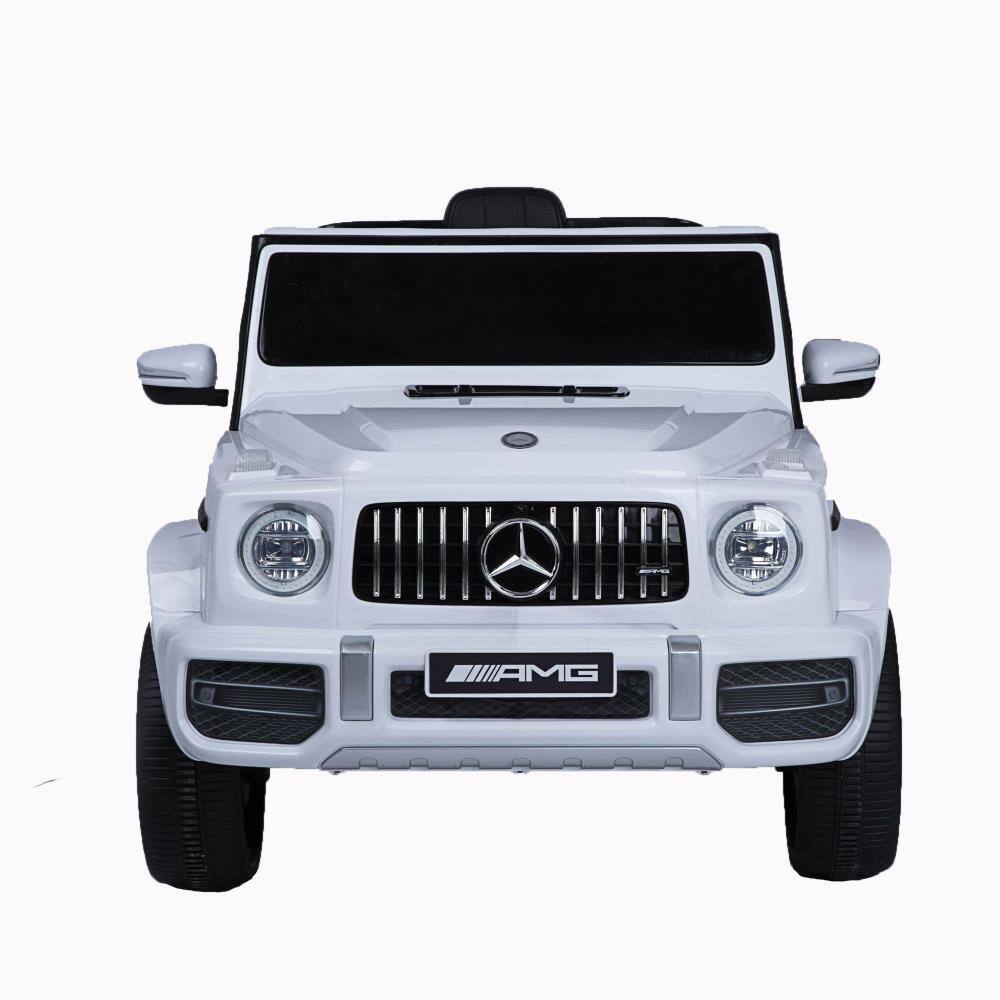 Back. BreeBe - 12V Licensed Mercedes-Benz G63 Kids Electric ride on Car w/ Remote Control, Music, Horn, Suspension, Safety Lock - White.