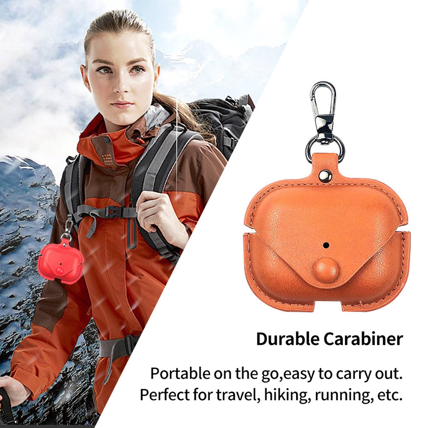 Durable Carabiner  
Portable on the go, easy to carry out.  
Perfect for travel, hiking, running, etc.