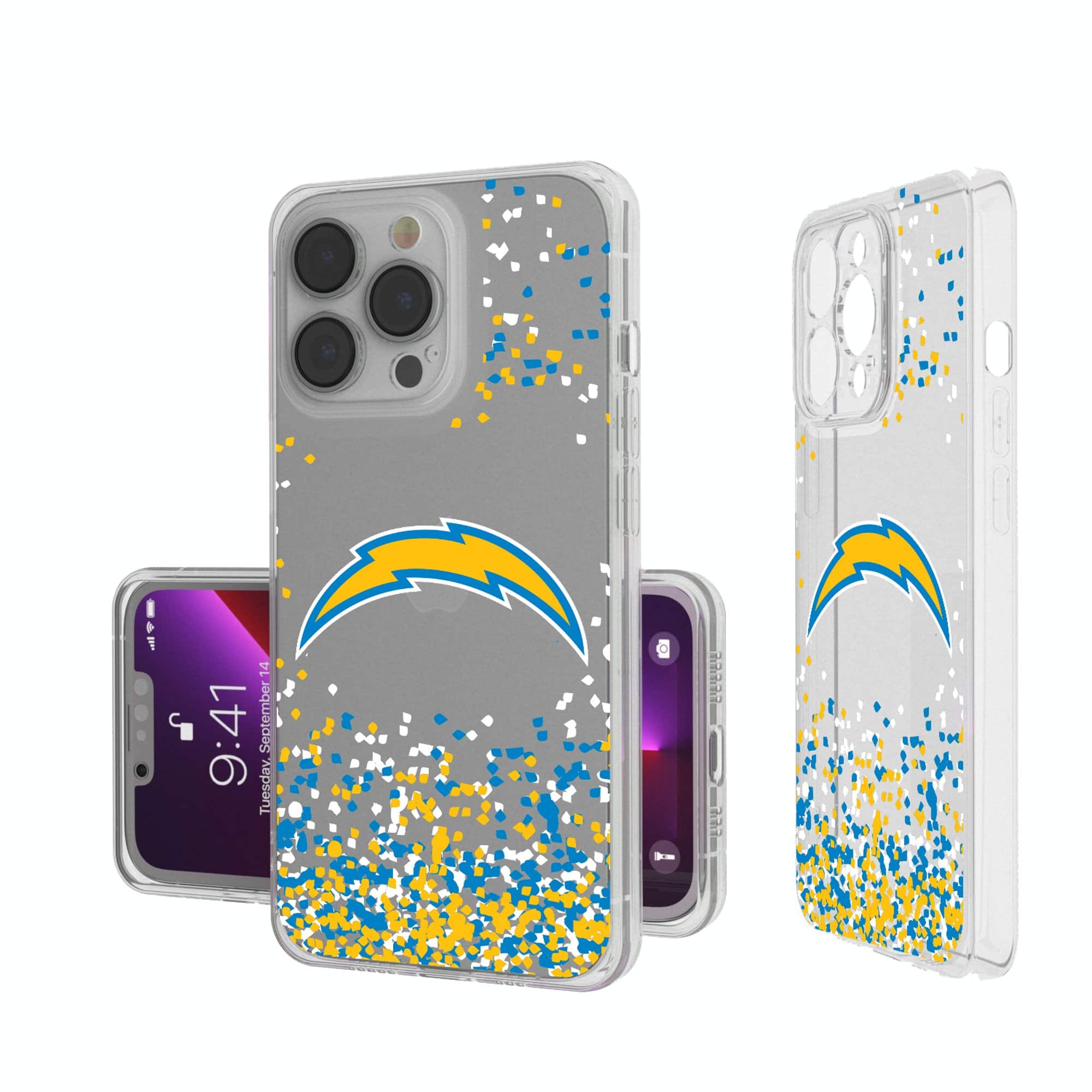Keyscaper - NFL - Los Angeles Chargers iPhone Clear Case with Confetti Design - 14 - Multicolor