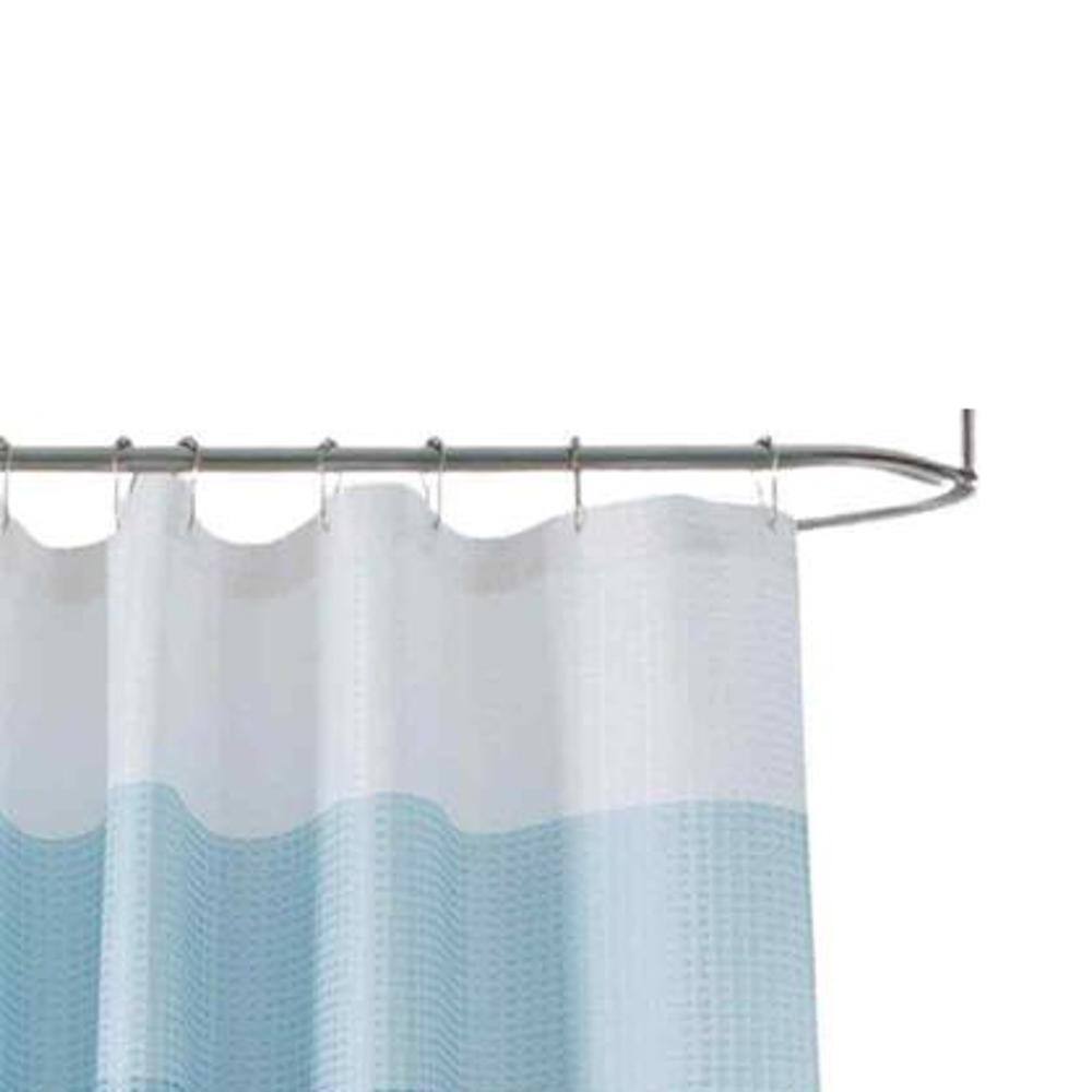 Left. Olivia Gray - Olivia Gray Glamor Fade-resistant Striped Waffle Jacquard Shower Curtain with 1 Stitched Buttonholes 70" x 72" Blue - Blue.