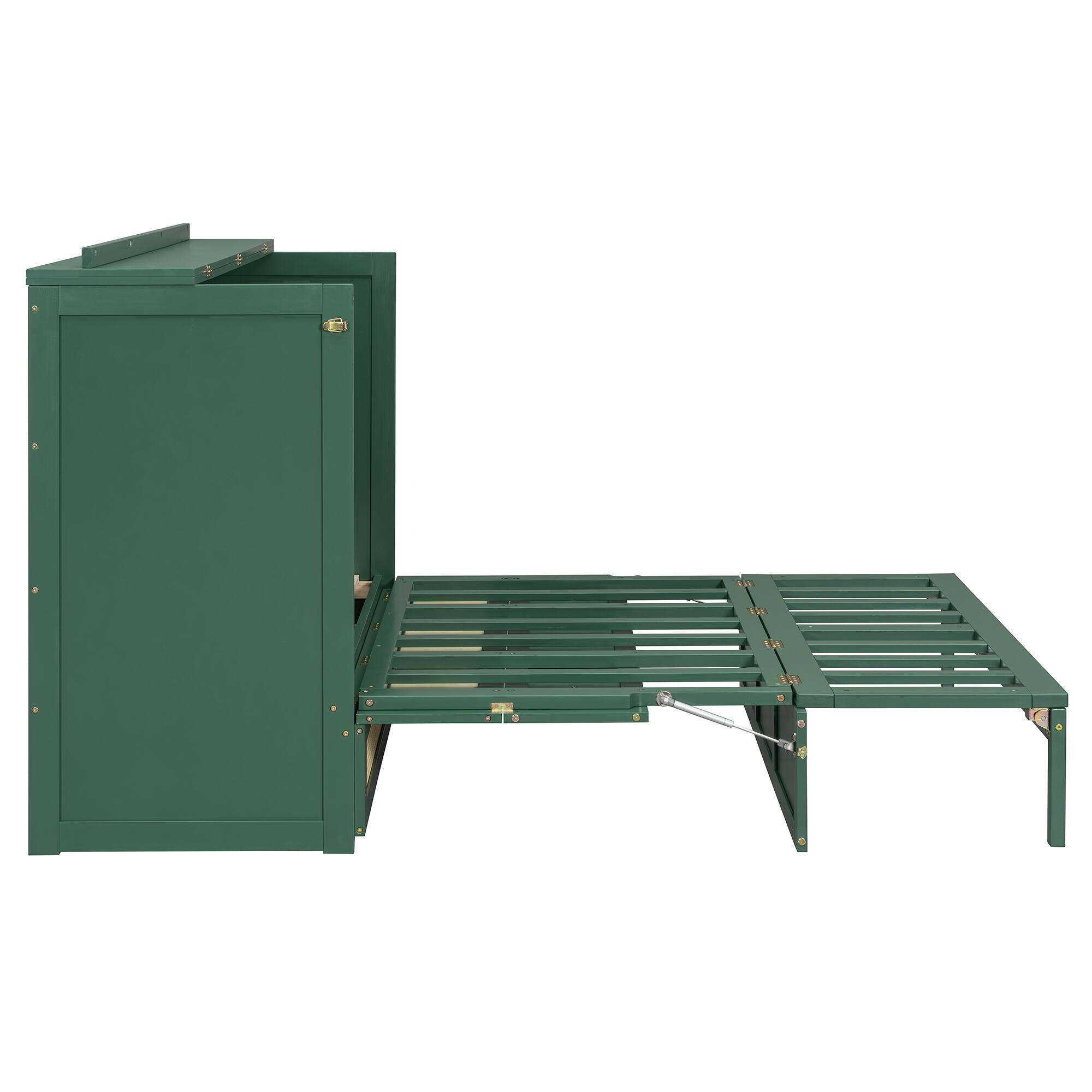 Alt View 4. Whisen - Full Size Murphy Bed,Space-Saving Foldable Bed Frame with Storage Drawers - Green.
