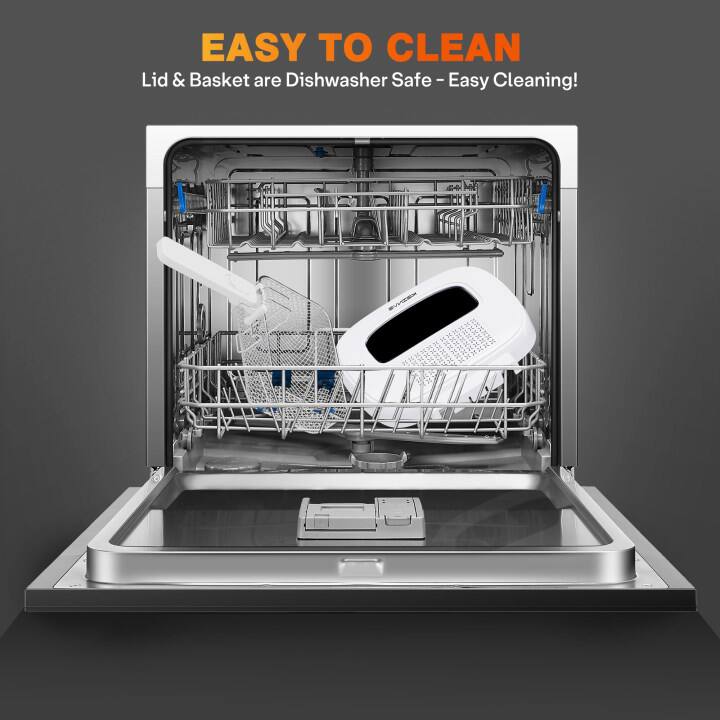 EASY TO CLEAN
Lid & Basket are Dishwasher Safe - Easy Cleaning!