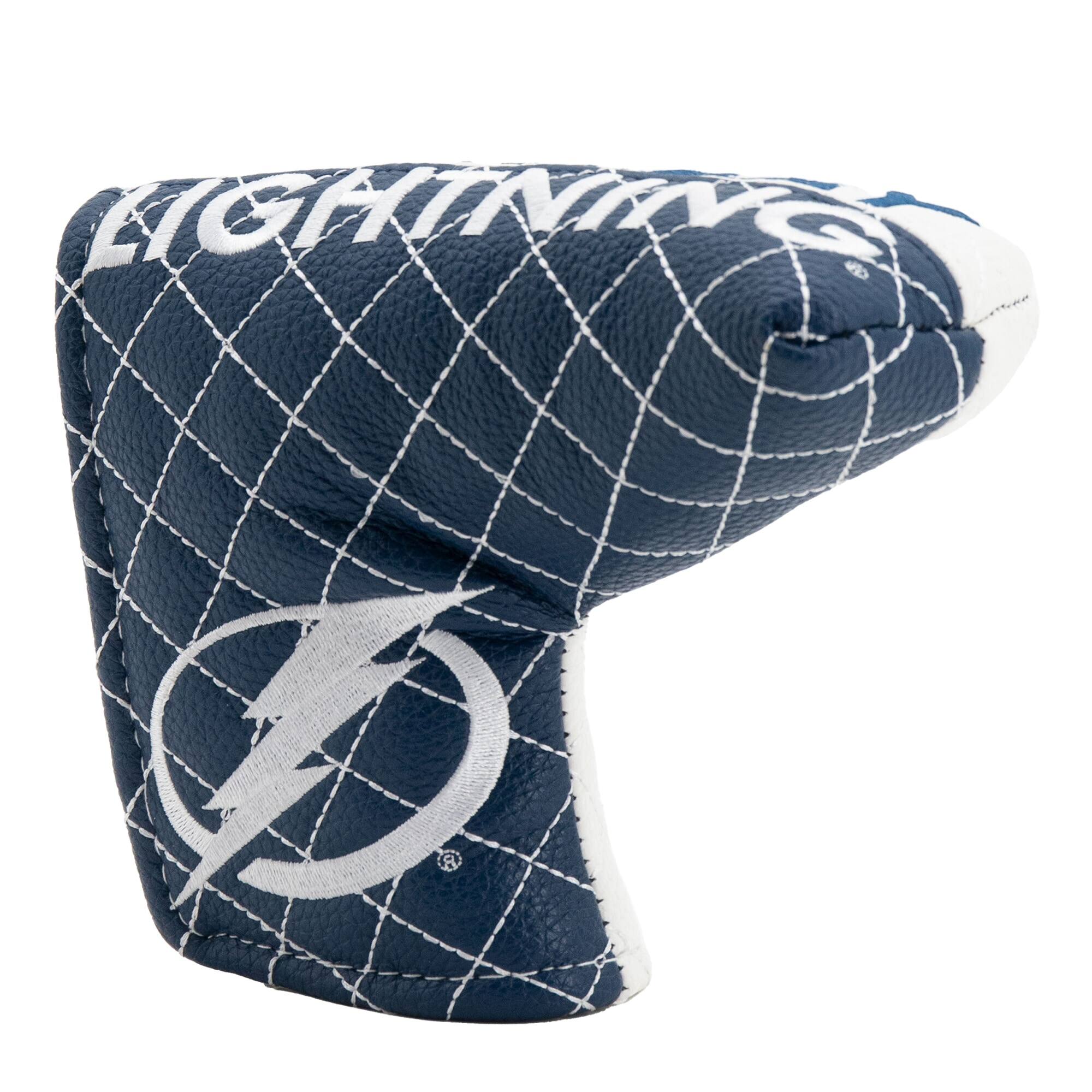 Front. Team Golf - Tampa Bay Lightning Quilted Blade Putter Cover - Multicolor.