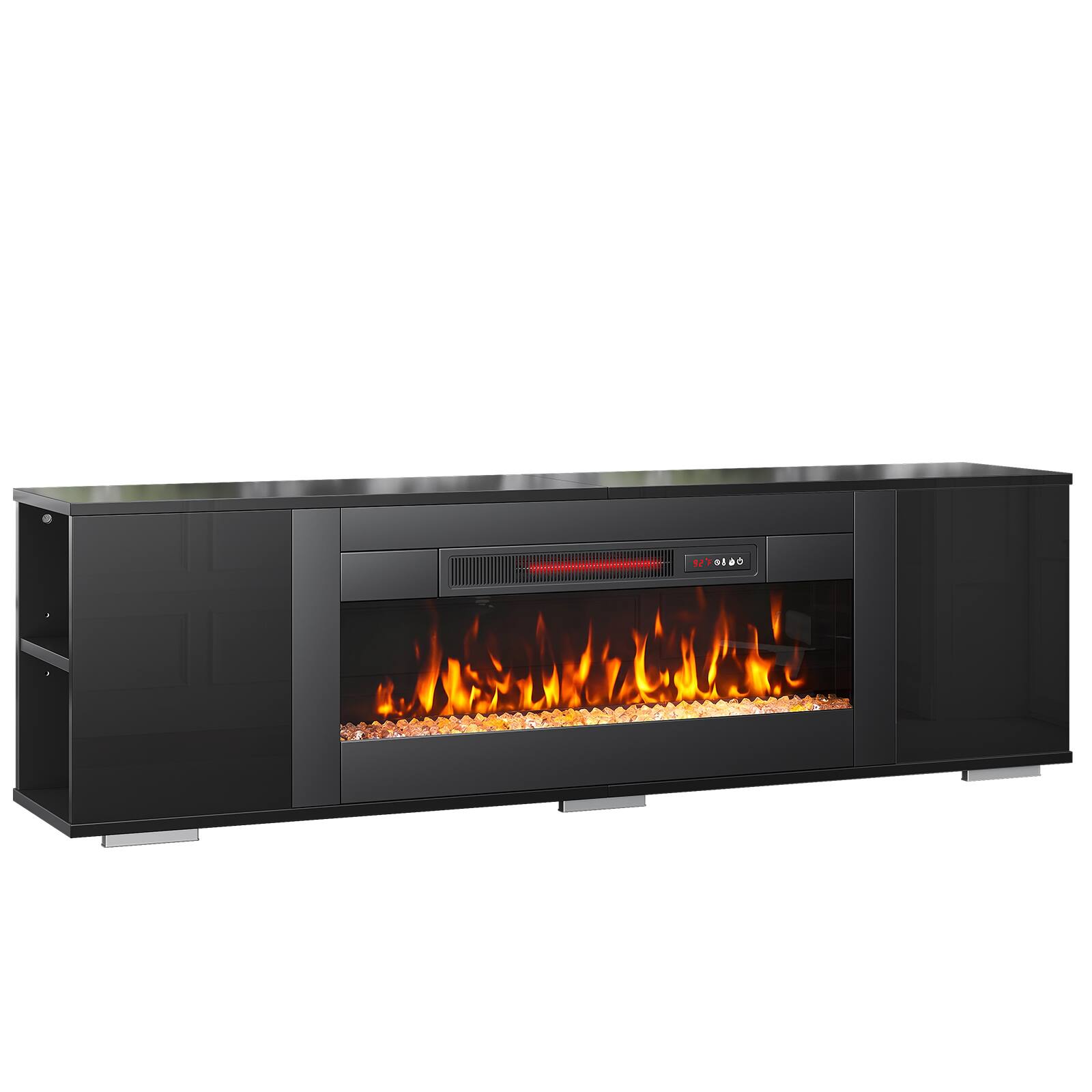 Alt View 5. Pinmoco - 70" Electric Fireplace TV Stand, 36" Fireplace Entertainment Center with Adjustable Shelves, TV Stand Fits up to 80" - Black.