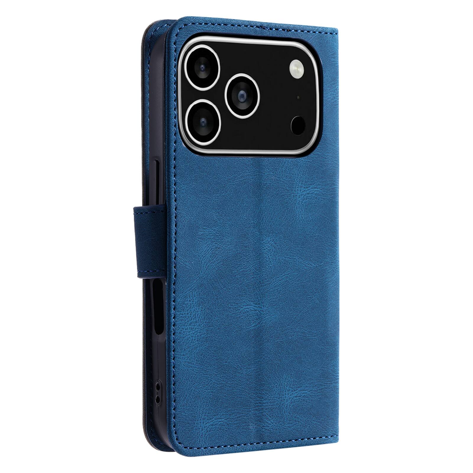 Alt View 4. Dteck - Wallet Case for Apple iPhone 17 Pro,Vintage PU Leather Flip Card Holder Kickstand Magnetic Closure Phone Cover - Blue.