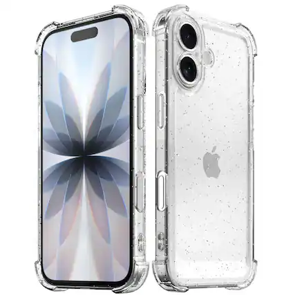 Front. Vena - For Apple iPhone 17 Case Clear Glitter, Bump Resistant Clear Glitter Back Cover, Drop Protection Slim Phone Case - Clear.