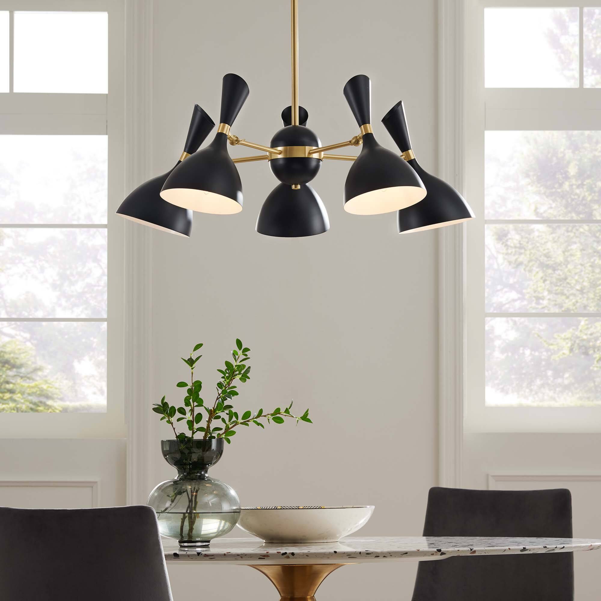 Back. Modway - Declare 5-Light 6" Arm Pendant by Modway - Black.