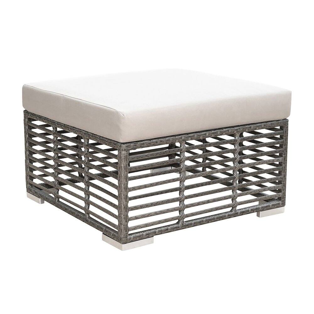 Front. Panama Jack Outdoor - Panama Jack Graphite Square Ottoman with Cushion - Gray.
