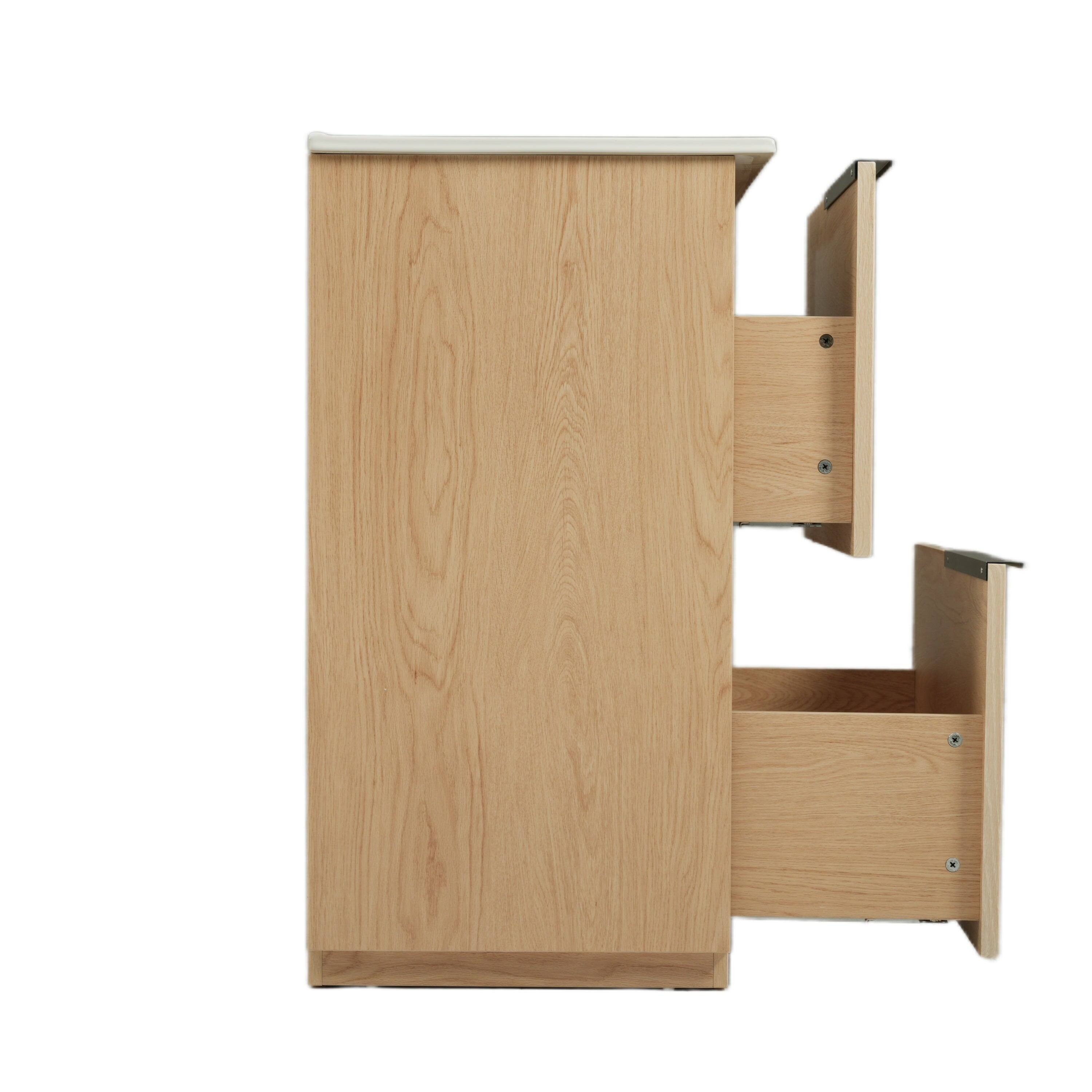 Back. Boyel Living - 30 Inch Bathroom Vanity with Ceramic Sink Full Extension Drawers Soft Close Fluted Design Natural - Natural.