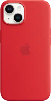 Front. Apple - Apple Silicone Case with MagSafe - iPhone 14 - Red.