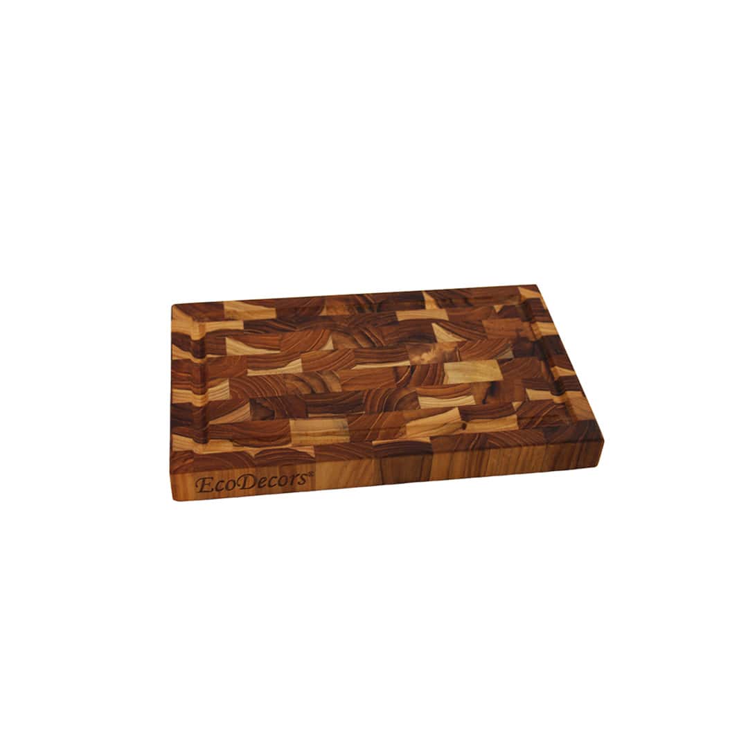 EcoDecors - FSC Certified Solid Cutting Board 10" x 6" - End Grain Teak