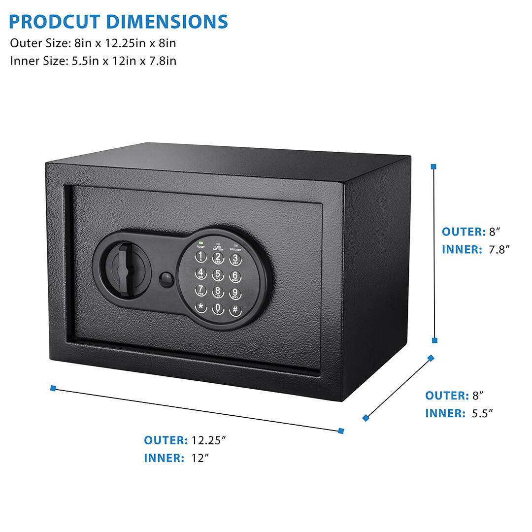 Alt View 11. Barska - 0.36 Cu Ft Digital Keypad Safe-Solid Steel Security Lock Box with Quick Access PIN Code, Dual Steel Deadbolts - Black.