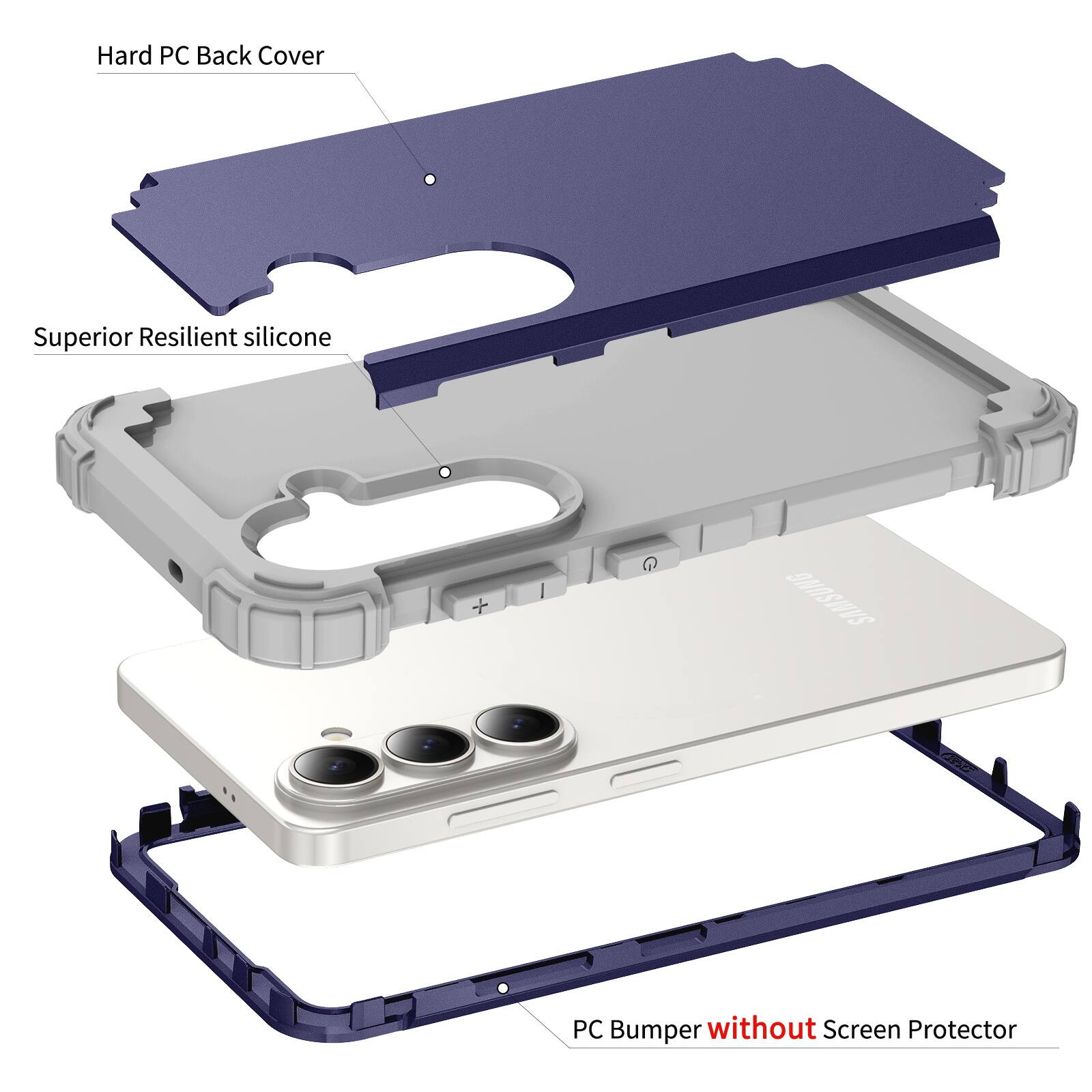 Hard PC Back Cover  
Superior Resilient Silicone  
SHRSIWS PC Bumper without Screen Protector