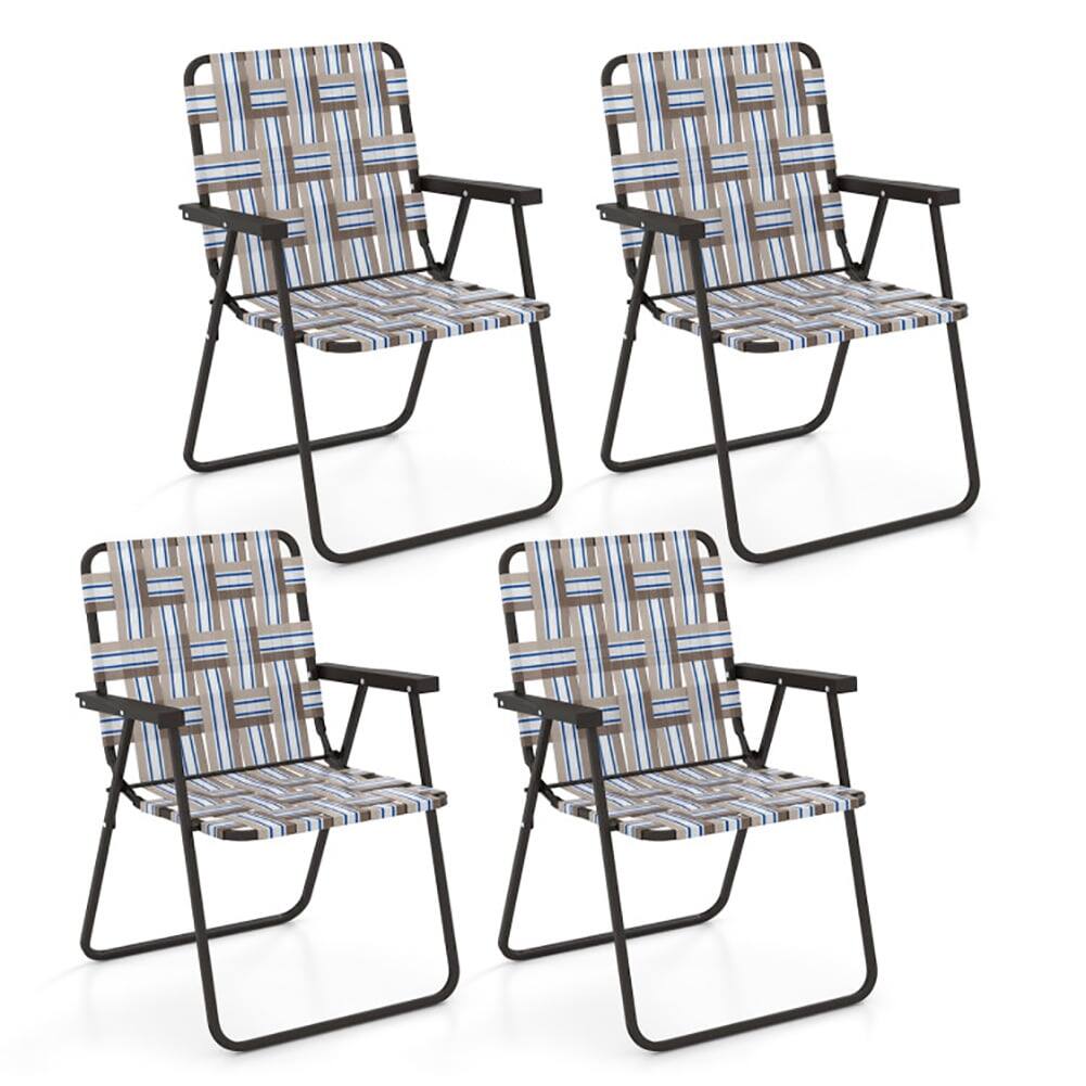 Alt View 2. Kadyn - 4 Pieces Folding Beach Chair Camping Lawn Webbing Chair-Coffee, Backpack Folding Beach Chairs, Folding Beach-Black - Brown.
