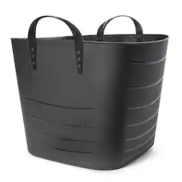 Life Story - Tub Basket 25 Liter Plastic Storage Tote Bin with Handles (12 Pack) - Black