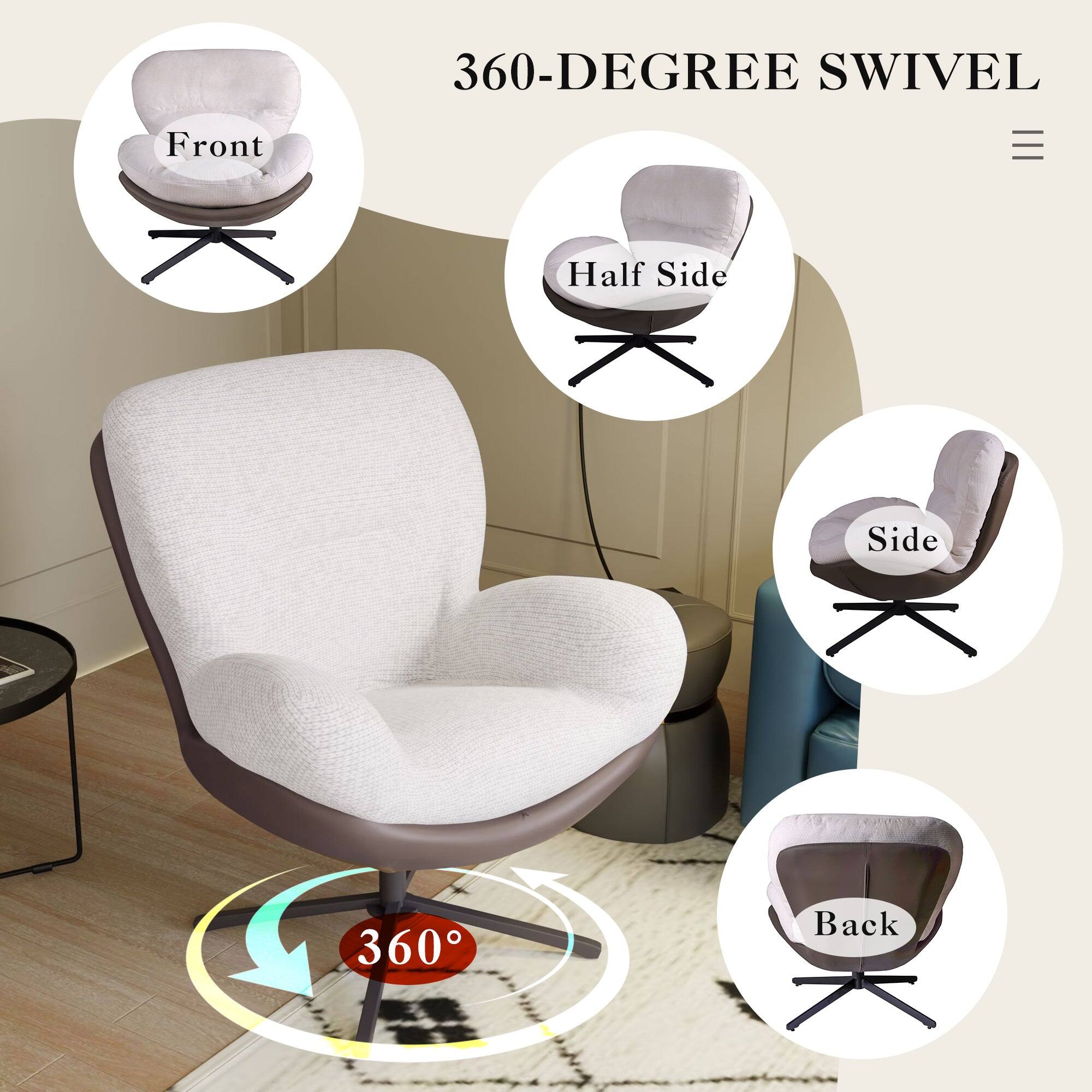 360-DEGREE SWIVEL

Front  
Half Side  
Side  
Back  

360°