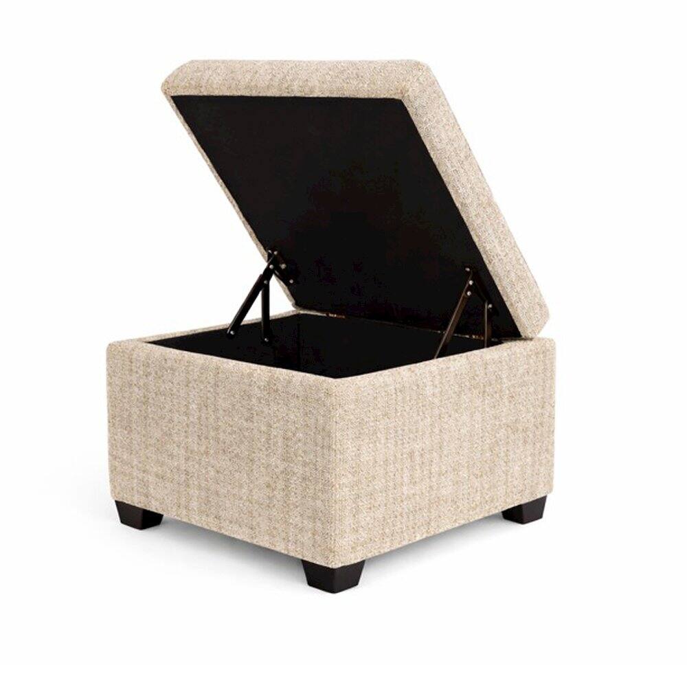 Angle. Sanford - Jackson Square Storage Ottoman Matisse Ivory - Ivory.