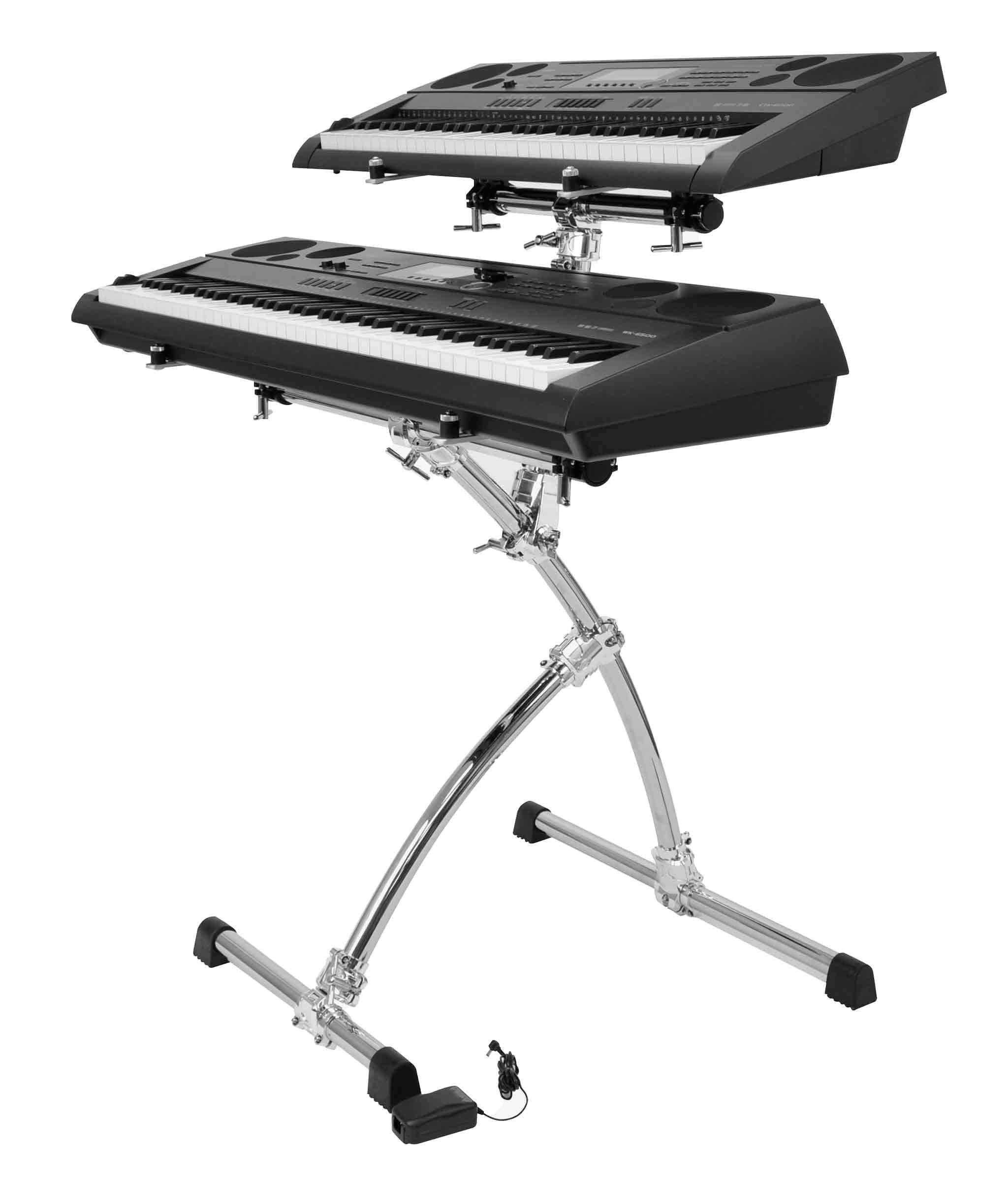 Alt View 1. Gibraltar Hardware - Key Tree Double Tier Keyboard Stand, Lightweight and Portable Curved Design with Memory Locks, Adjustable Height.