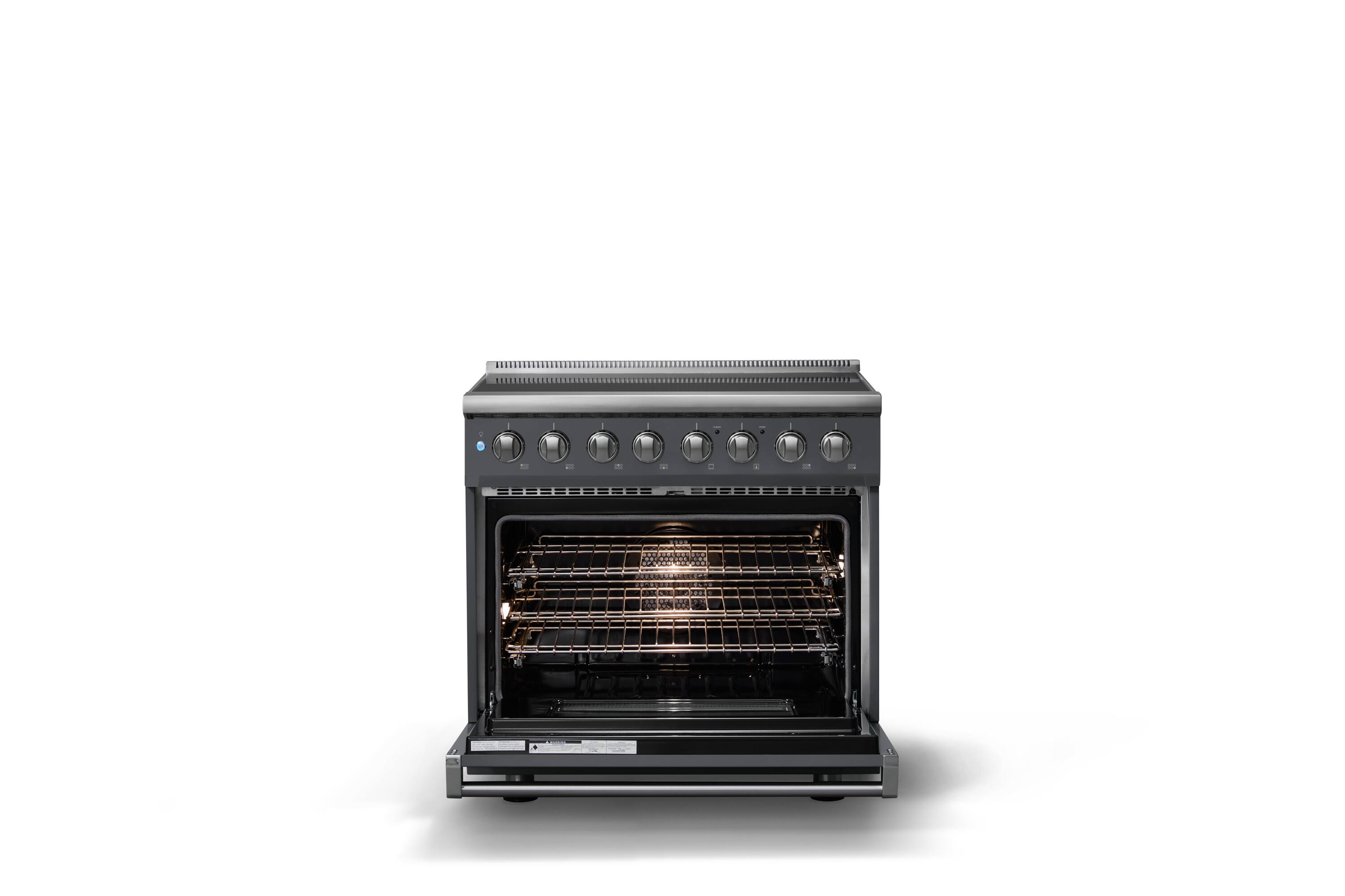 Alt View 2. Viking - 36 in. Wide 6 Elements Pro 5 Series 5.6 Cu. Ft. Freestanding Induction Convection Range - Cast Black - Cast Black.