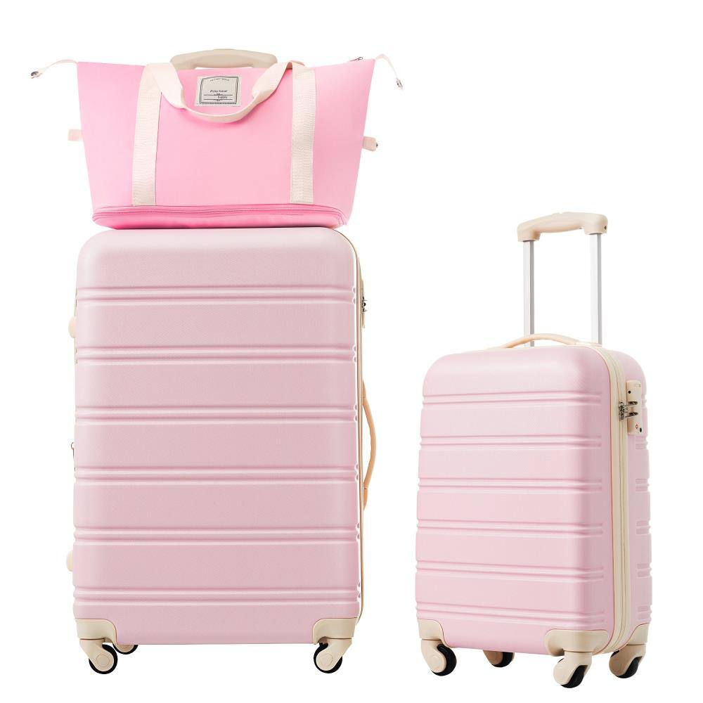 BreeBe - Hardshell Luggage Sets 2Pcs + Bag Spinner Suitcase with TSA Lock Lightweight 20' + 28' - Light Pink