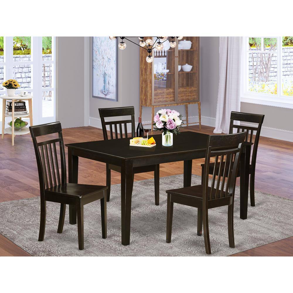 Back. East West Furniture - 5 Pc Kitchen table set for 4 set-Kitchen Table and 4 Kitchen Dining Chairs - Cappuccino.