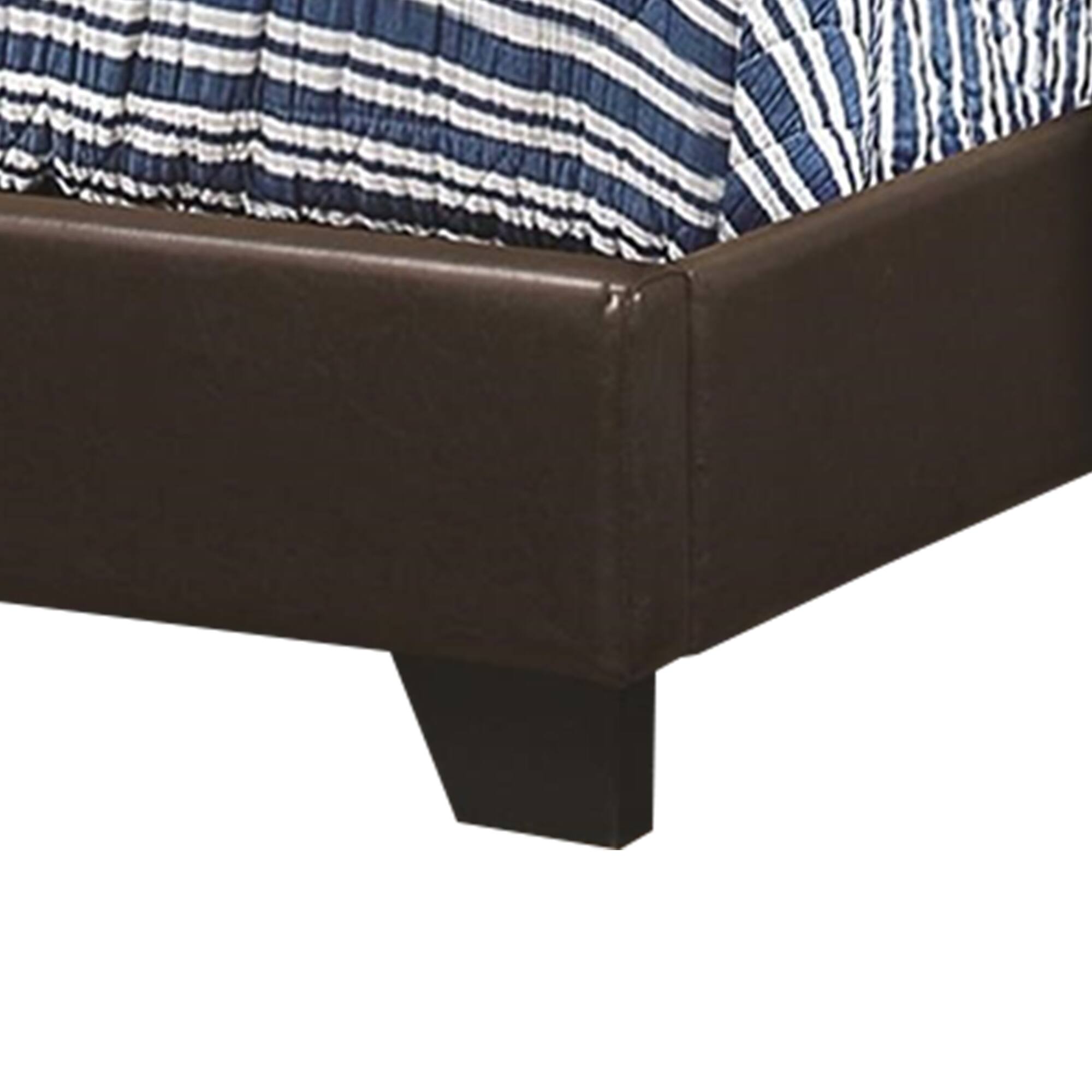 Alt View 1. Manhattan Lane - Leather Upholstered Twin Size Platform Bed - Brown.