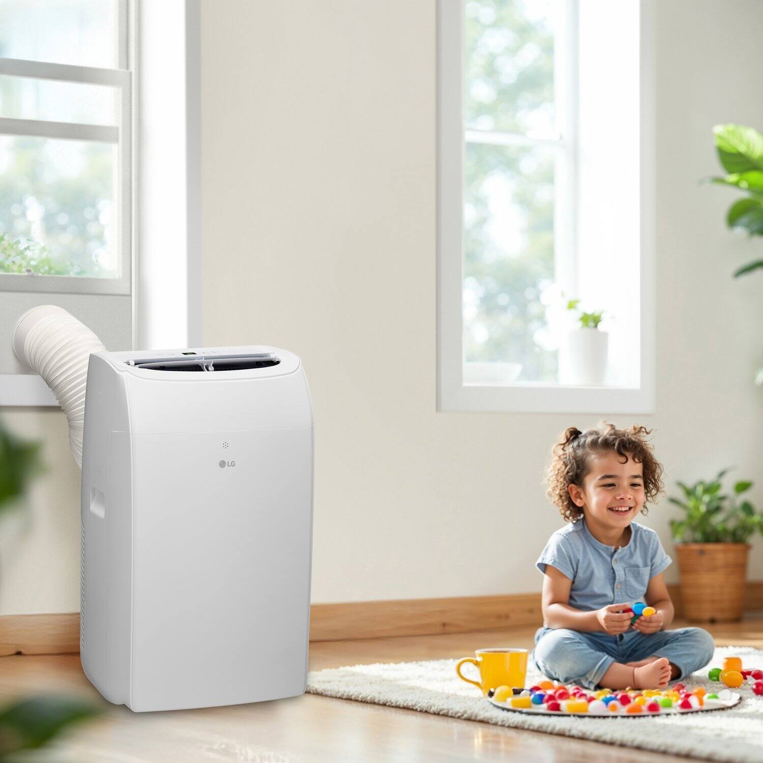 Alt View 3. LG - 450 Sq. Ft. 10,200 BTU DOE (14,000 BTU ASHRAE) Smart Portable Air Conditioner - White.