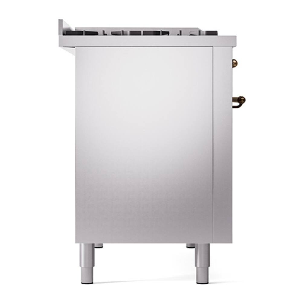 Alt View 9. ILVE - ILVE Professional Plus II Series 48 in. Dual Fuel Range with 8 Sealed Burners + Griddle (Natural Gas, Satin Trim) - Glossy Black.