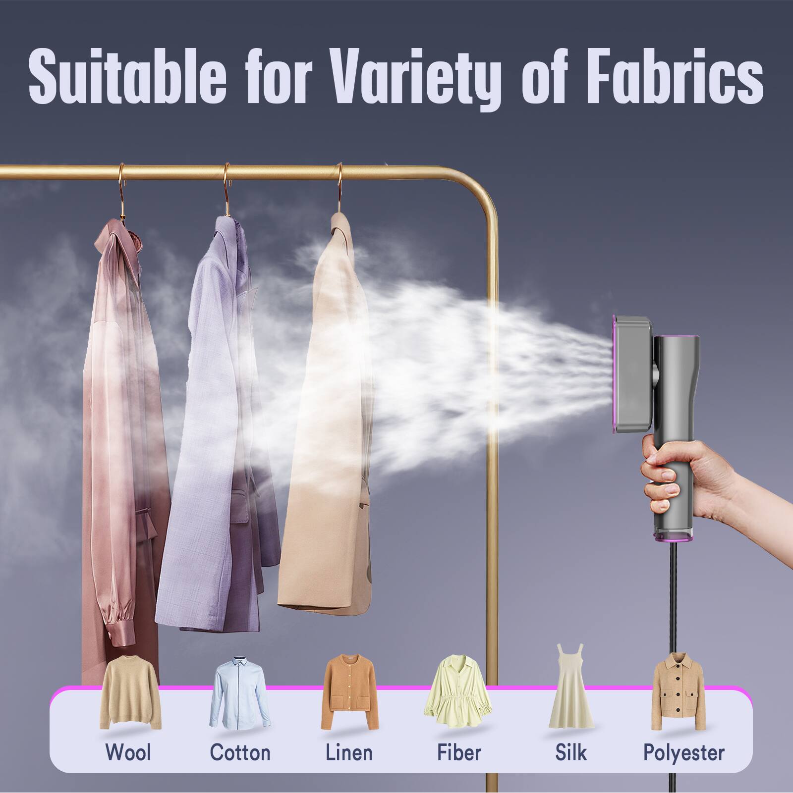 Suitable for Variety of Fabrics  
Wool, Cotton, Linen, Fiber, Silk, Polyester