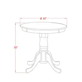 East West Furniture - EMT-BMK-TP Eden Dining Table, a Round Wooden Table with Pedestal Base, Buttermilk & Cherry - Brown