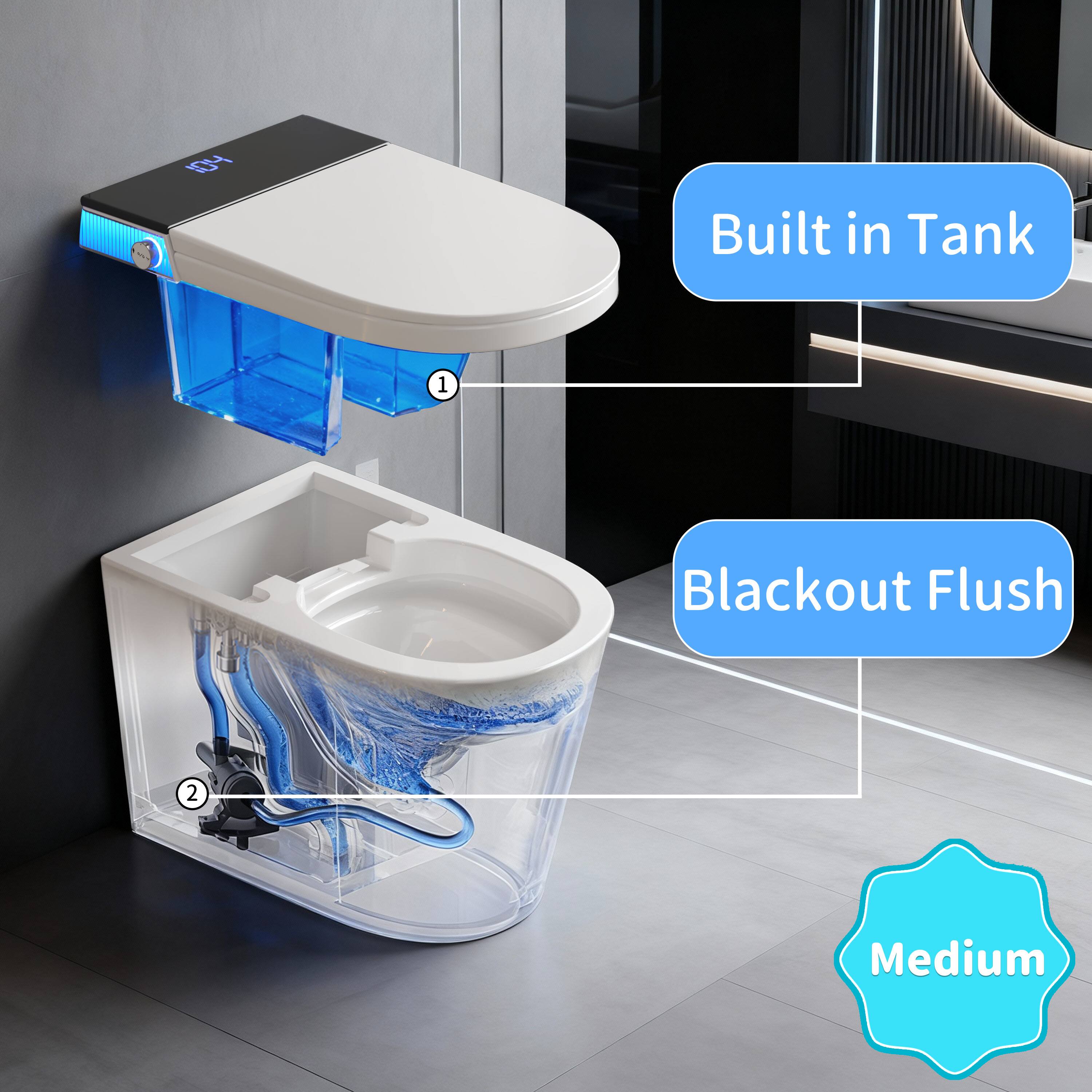 Built in Tank  
Blackout Flush  
Medium