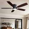 Siljoy - 52 Inch Modern 5 Blade LED Ceiling Fan Light Flush Mount for Bedroom Living Room Foyer - Walnut Wood