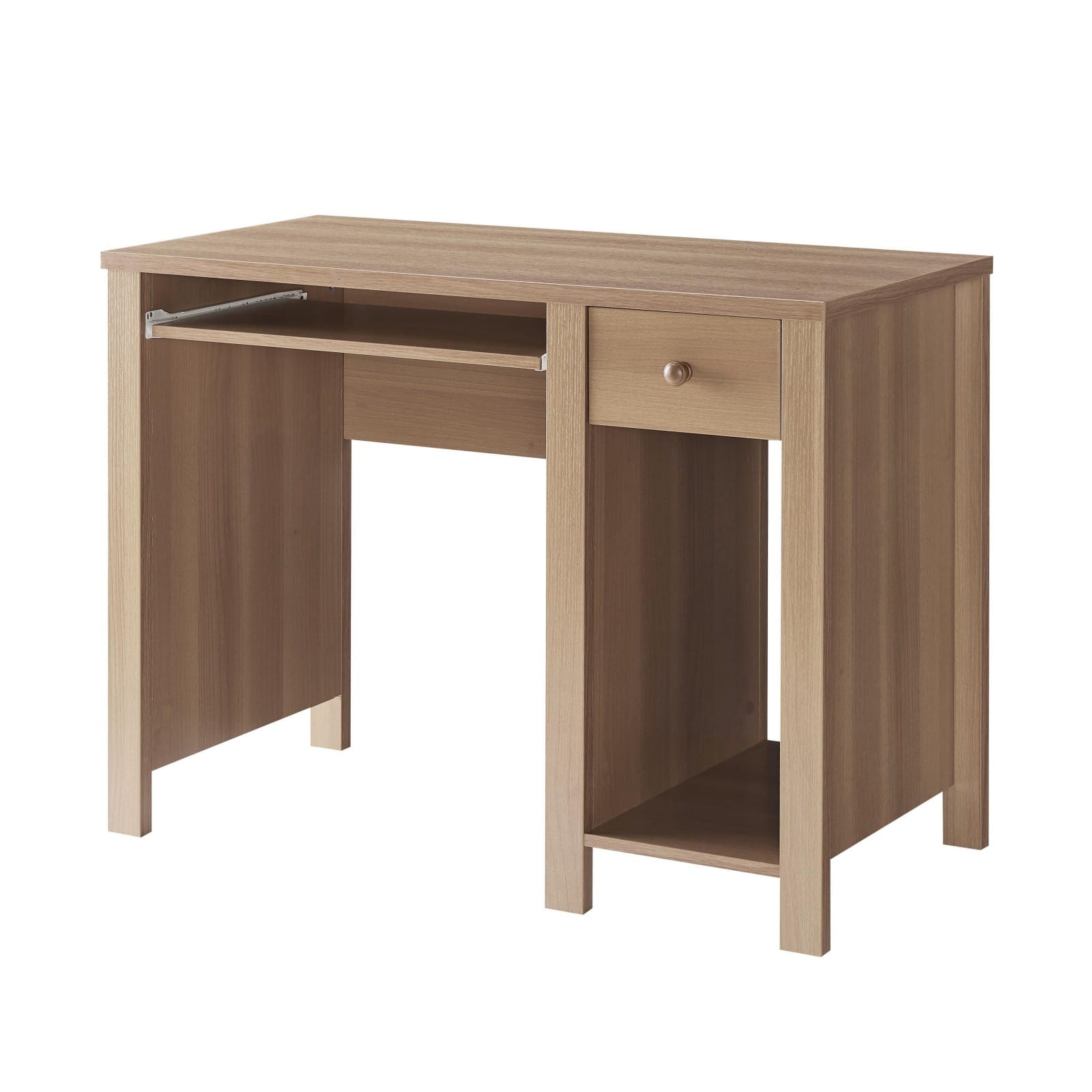 Glintex - Student desk home office desk 39"W Compact desk Writing Desk Laptop Desk One drawer Keyboard Drawer Wooden Knob - beige brown