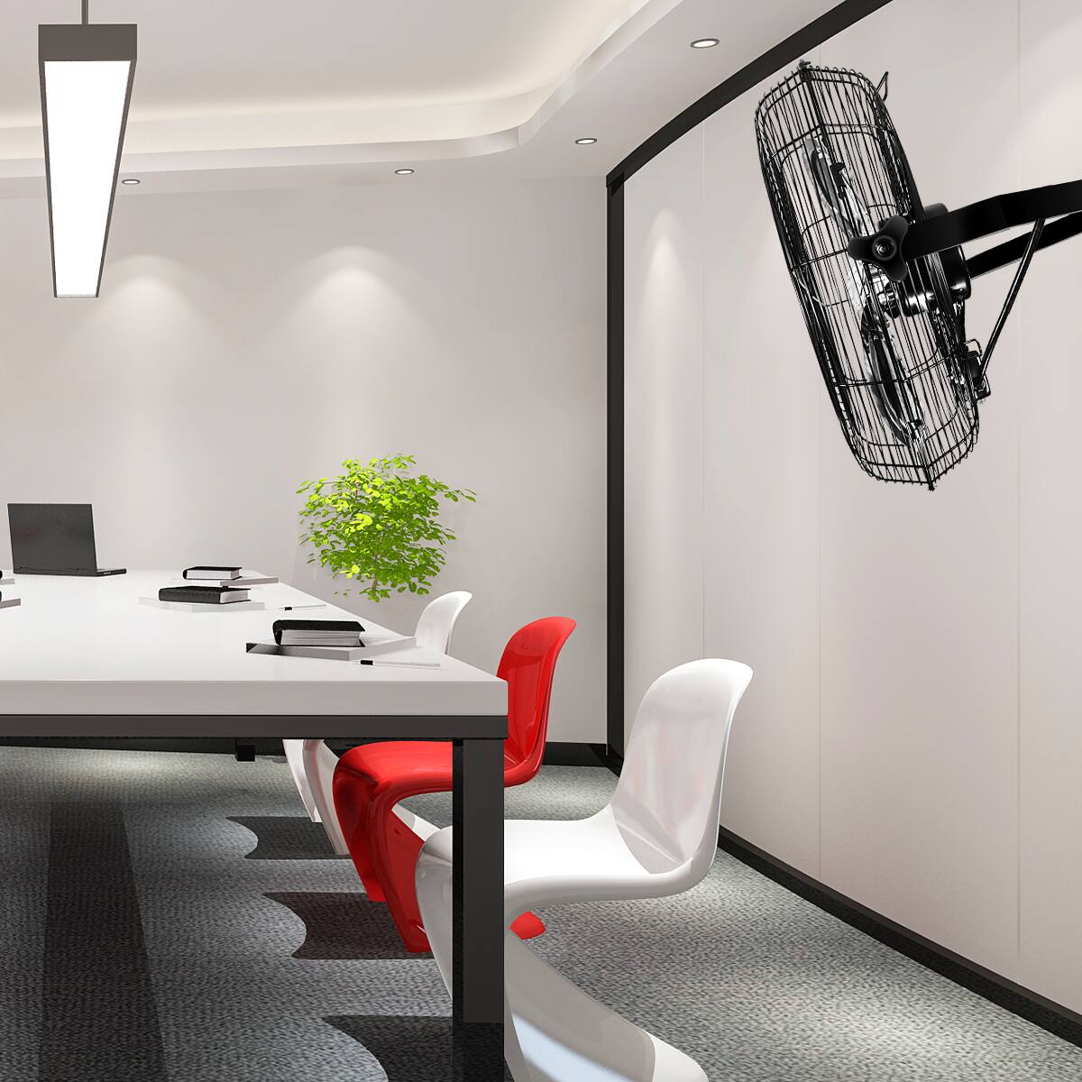 Alt View 6. Ecooso - 18 in.  Industrial Wall Mount Fan 3-Speed Indoor/OutdoorCommercial Ventilation Metal High Velocity Fan - Black.