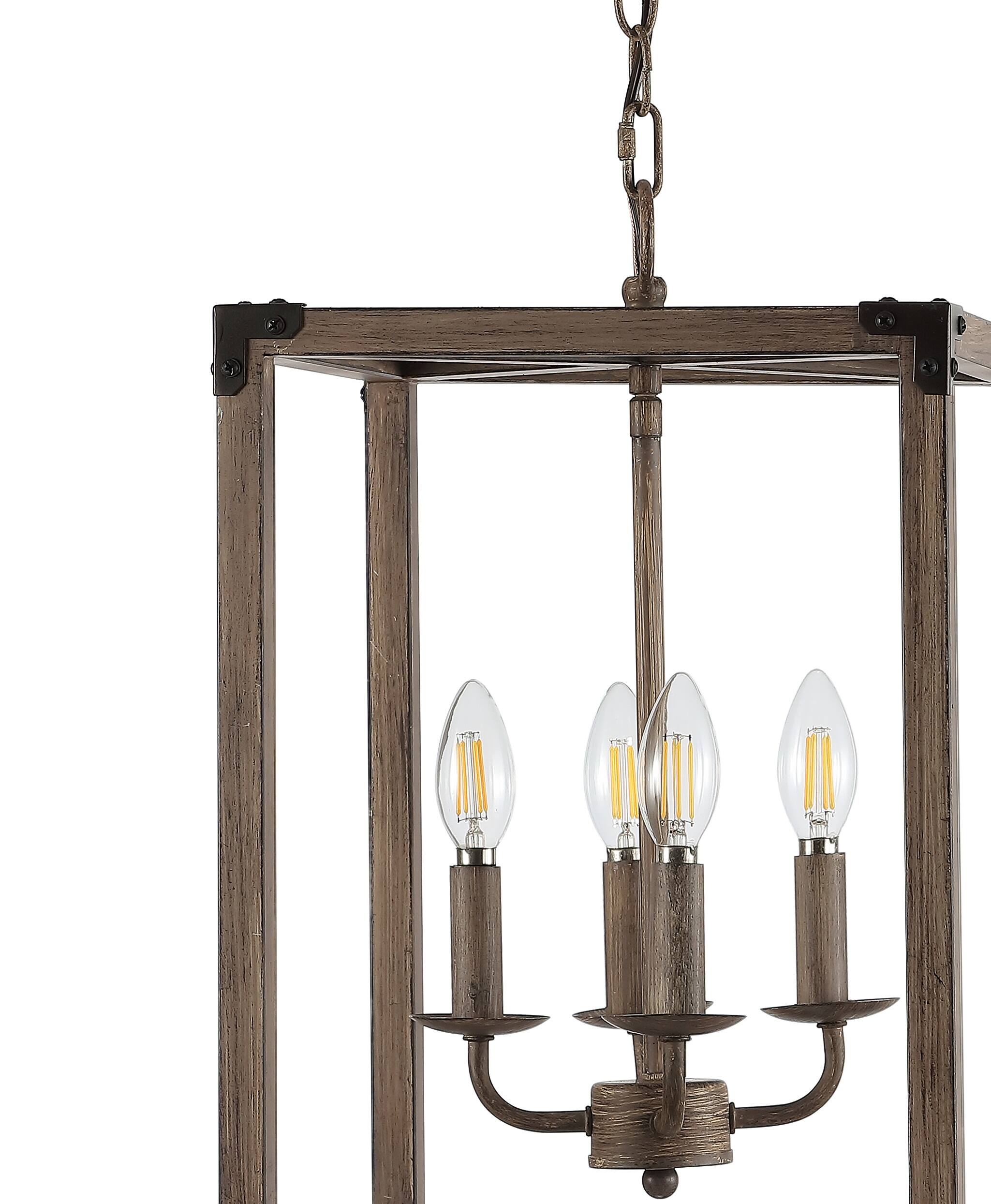 Alt View 4. Jonathan Y - Magnolia 12.13" 4-Light Adjustable Iron Rustic Farmhouse LED Pendant, Brown - Brown.