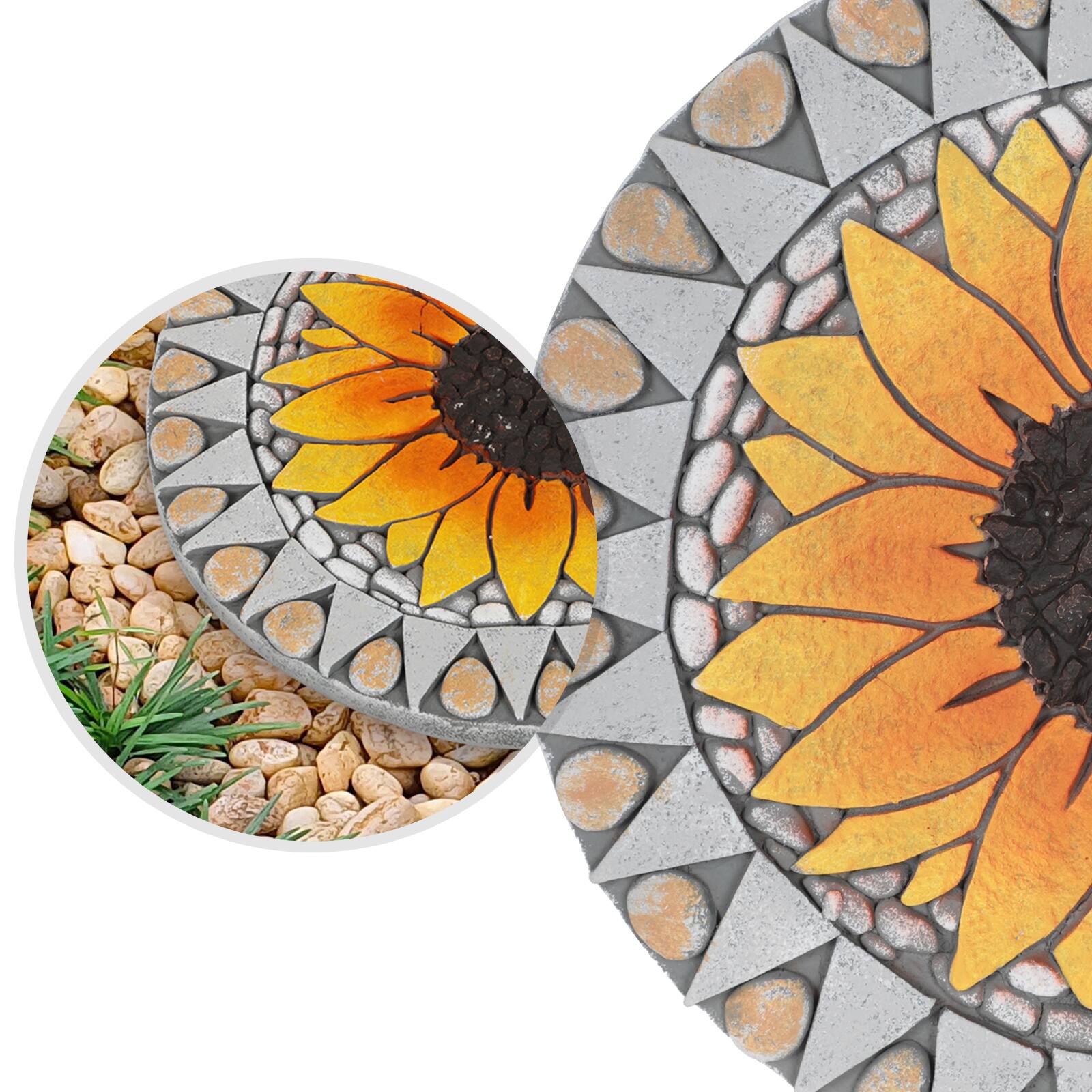 Back. Oumilen - 3-Pack Sunflower Design Decorative Stepping Stones.
