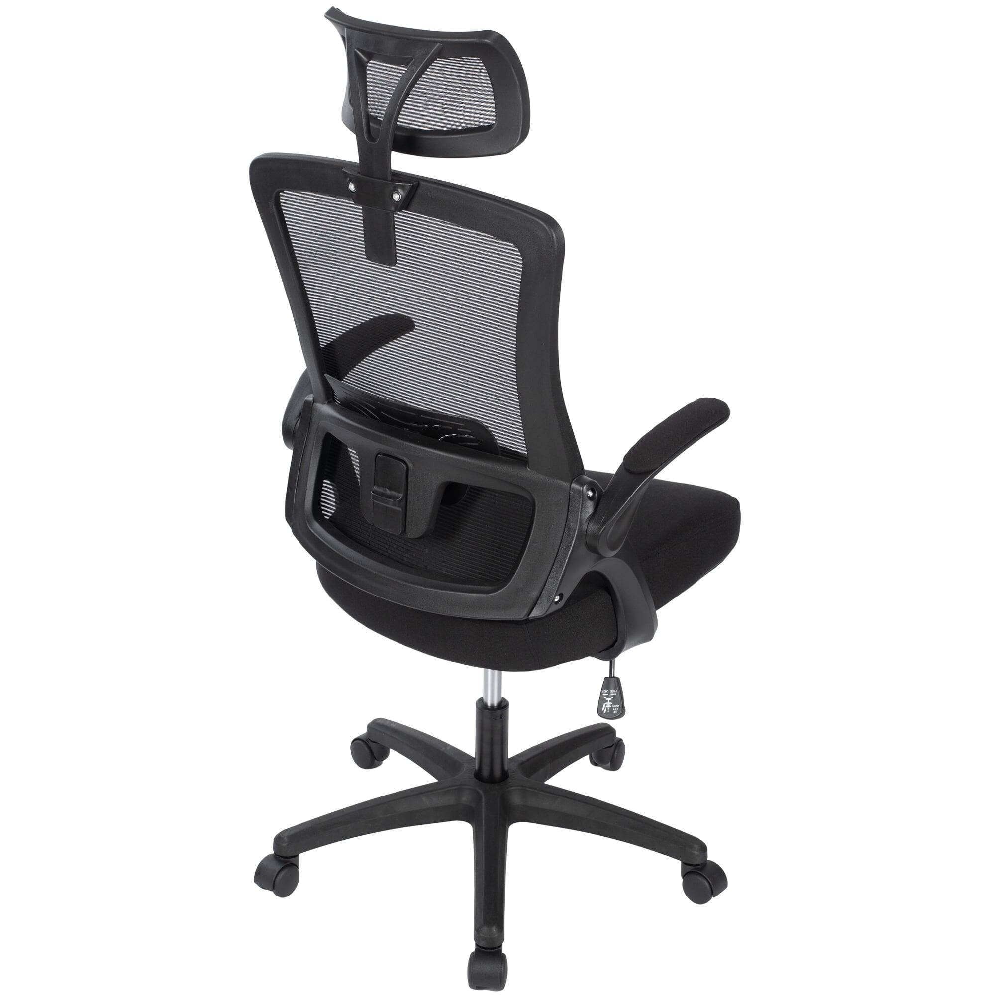 Alt View 6. Neo Chair - Office Desk Chair Computer High Back Support Mesh Comfy Adjustable Ergonomic Headrest Lumbar Rolling Flip-up Armrests - Plastic Base-Black.
