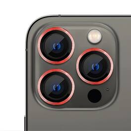 Home Collection - Camera Lens Tempered Glass Protector with Metal Ring for iPhone 15 Pro 6.1” - Red