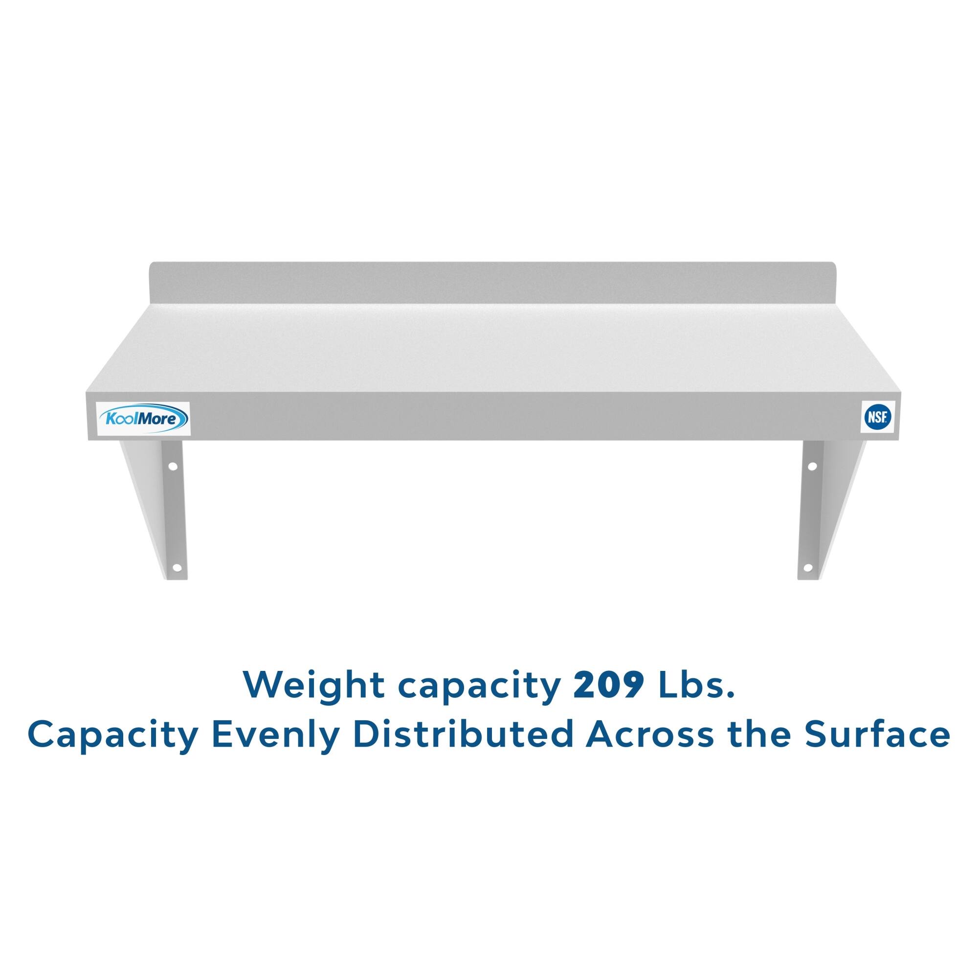 KoolMore NSE  
Weight capacity 209 Lbs.  
Capacity Evenly Distributed Across the Surface