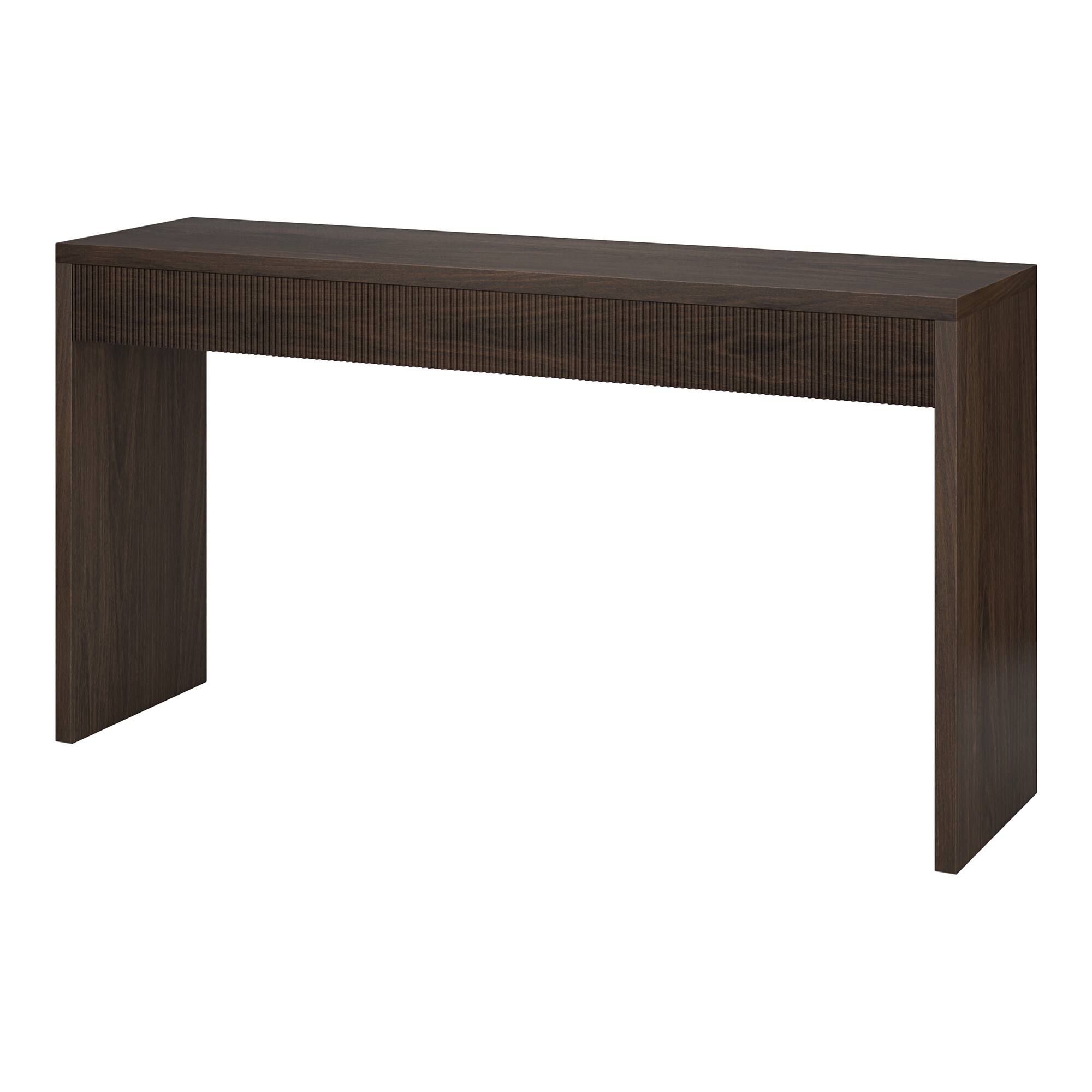 Left. Hudson&Canal - Lawrence 55" Wide Rectangular Fluted Console Table - Brown.