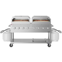 Koolmore - 60 in. 8-Burner Commercial Outdoor Propane Gas Grill with Two 30 in. Pizza Ovens in Stainless-Steel, (CGKIT6-P30P30) - Stainless Steel